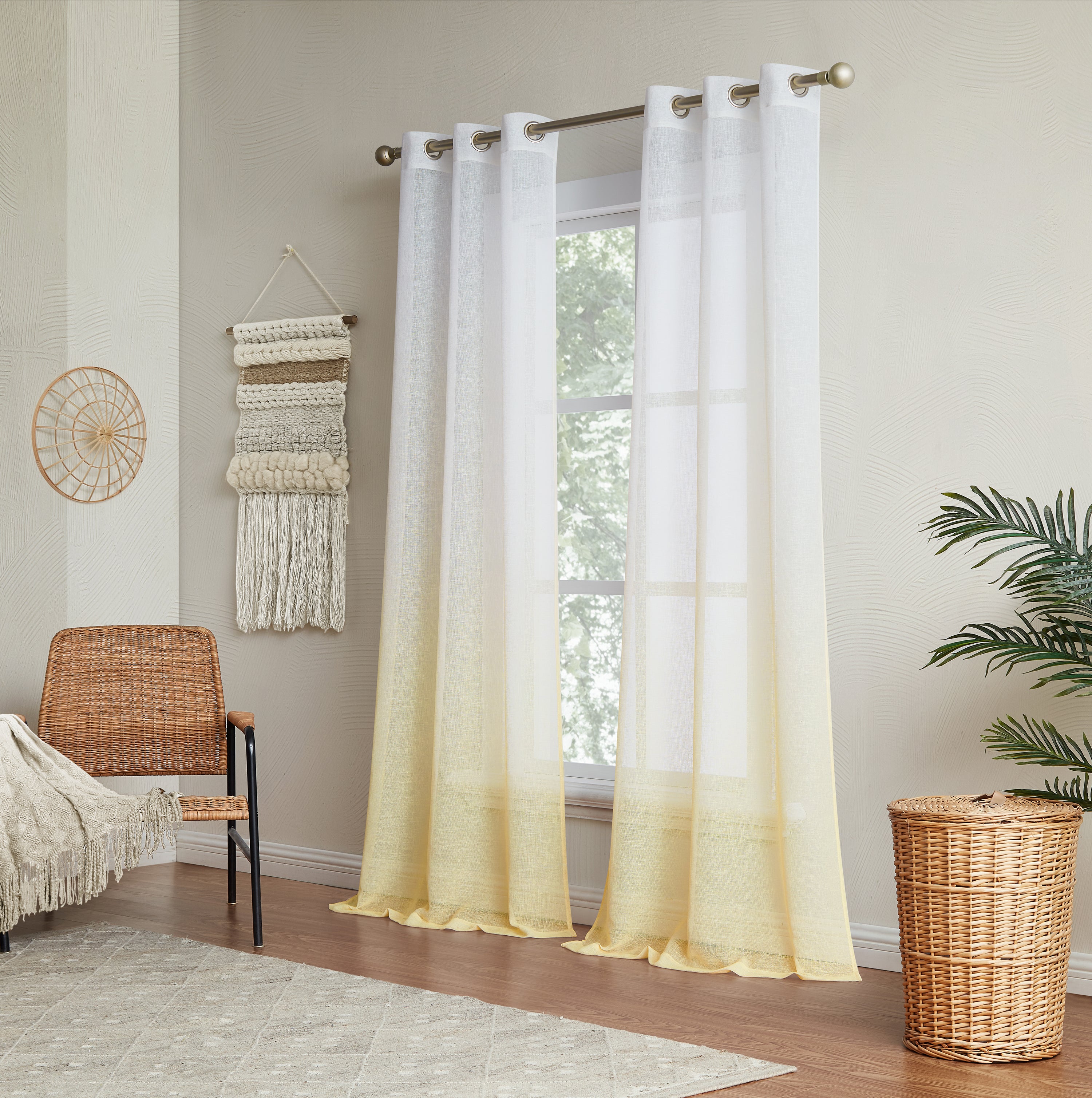 Dainty Home Shadow Ombre Linen Look Boho Gradient Linen Textured Grommet Panel Pair