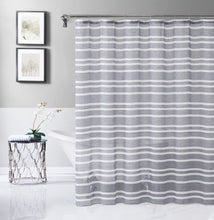 Load image into Gallery viewer, Dainty Home Naples 3D Linen Textured Weaved Linen Look Striped Designed Shower Curtain