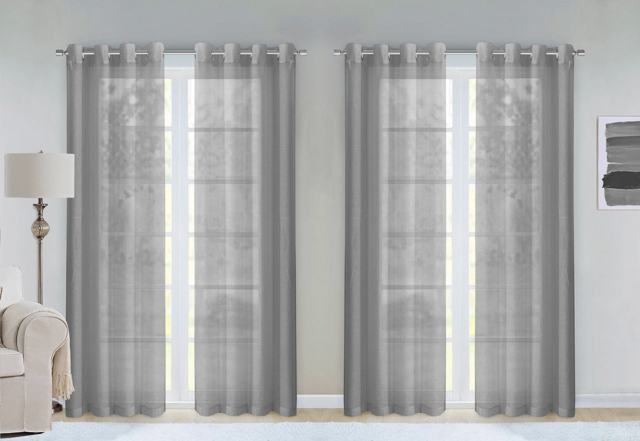 Dainty Home Malibu Solid Airy & Breathable Semi-Sheer Light Filtering Extra Wide Grommet Set Of 4 Window Panels