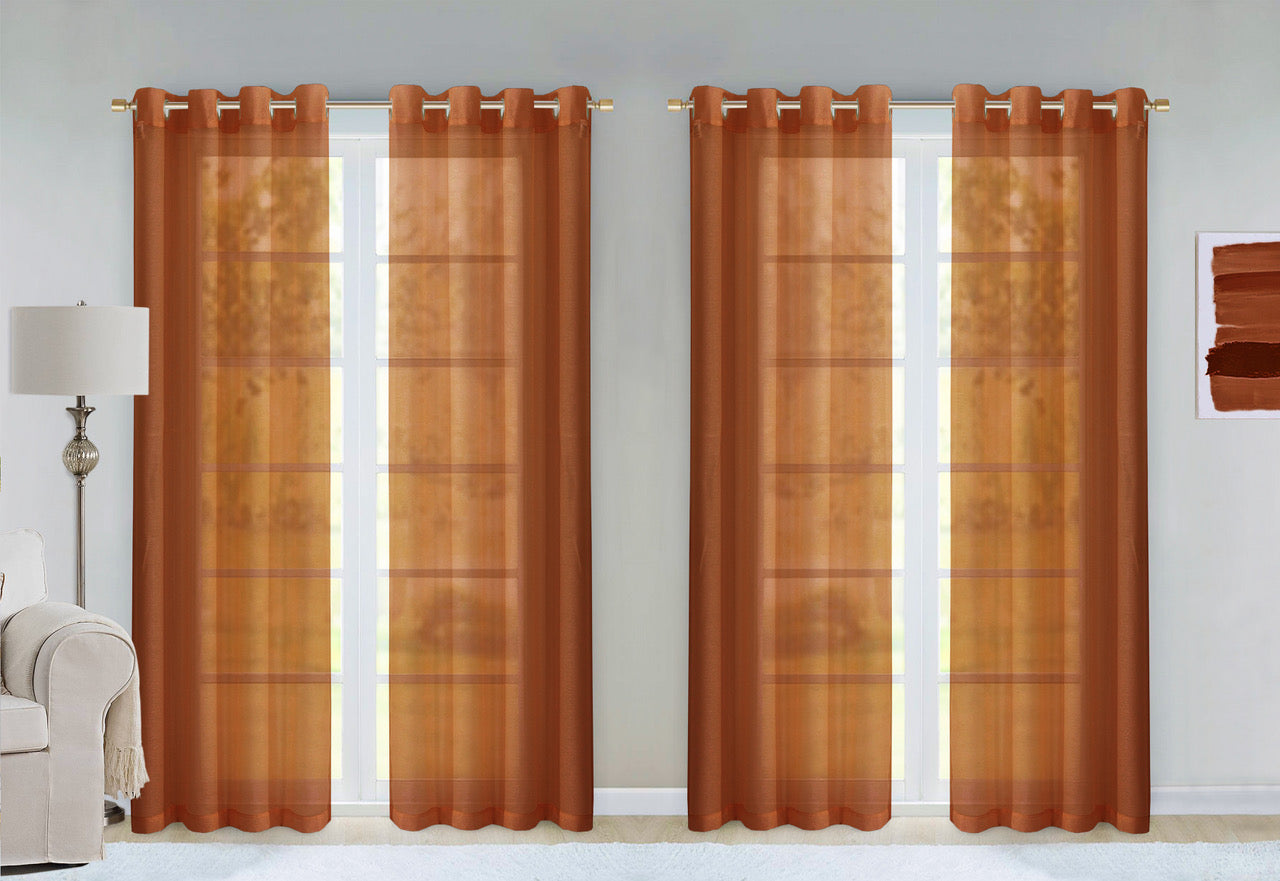 Dainty Home Malibu Solid Airy & Breathable Semi-Sheer Light Filtering Extra Wide Grommet Set Of 4 Window Panels