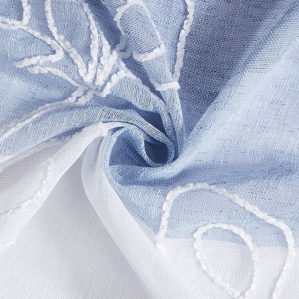 Dainty Home Silvia Boho Ombre Striped Gradient Fabric With 3D Floral Chenille Embroidered Linen Look Light Filtering Grommet Panel Pair