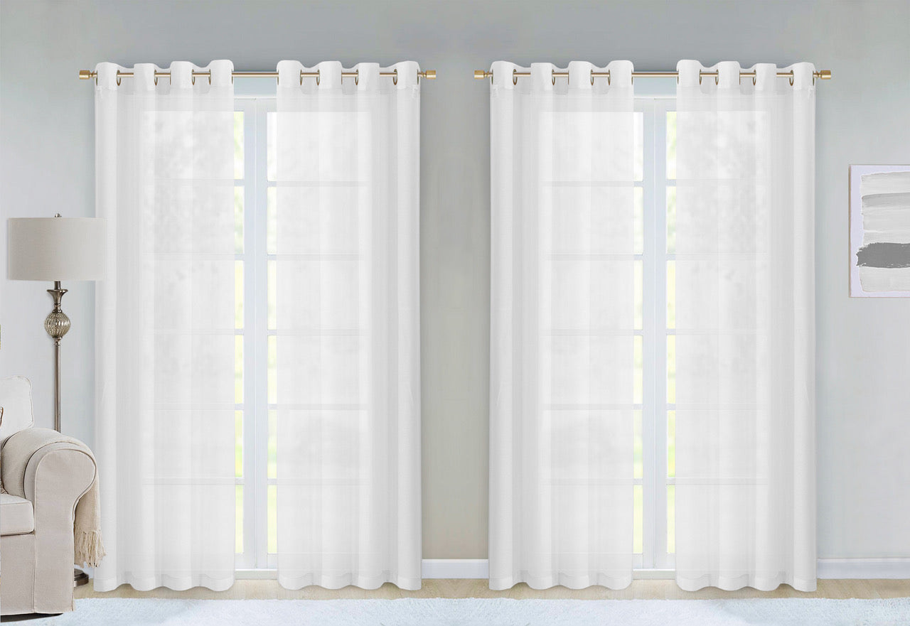 Dainty Home Malibu Solid Airy & Breathable Semi-Sheer Light Filtering Extra Wide Grommet Set Of 4 Window Panels