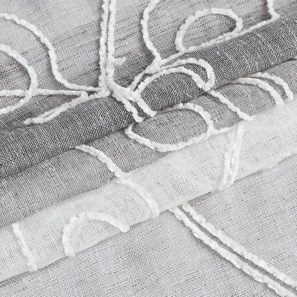 Dainty Home Silvia Boho Ombre Striped Gradient Fabric With 3D Floral Chenille Embroidered Linen Look Light Filtering Grommet Panel Pair