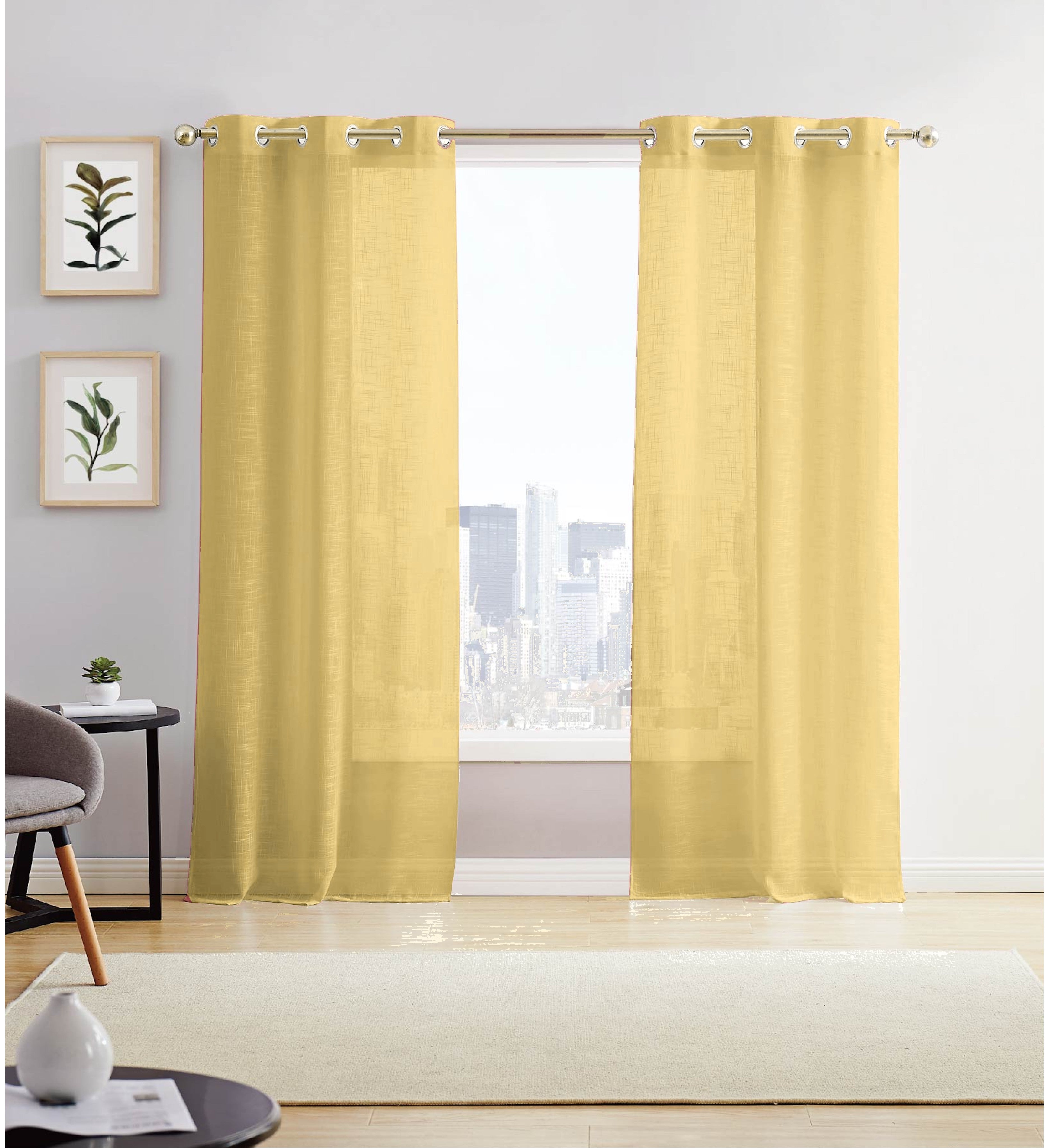 Dainty Home Hannah Solid Criss-Cross Weave Fabric Semi-Sheer Airy & Breathable Light Filtering Grommet Panel Pair