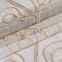 Load image into Gallery viewer, Dainty Home Silvia Boho Ombre Striped Gradient Fabric With 3D Floral Chenille Embroidered Linen Look Light Filtering Grommet Panel Pair