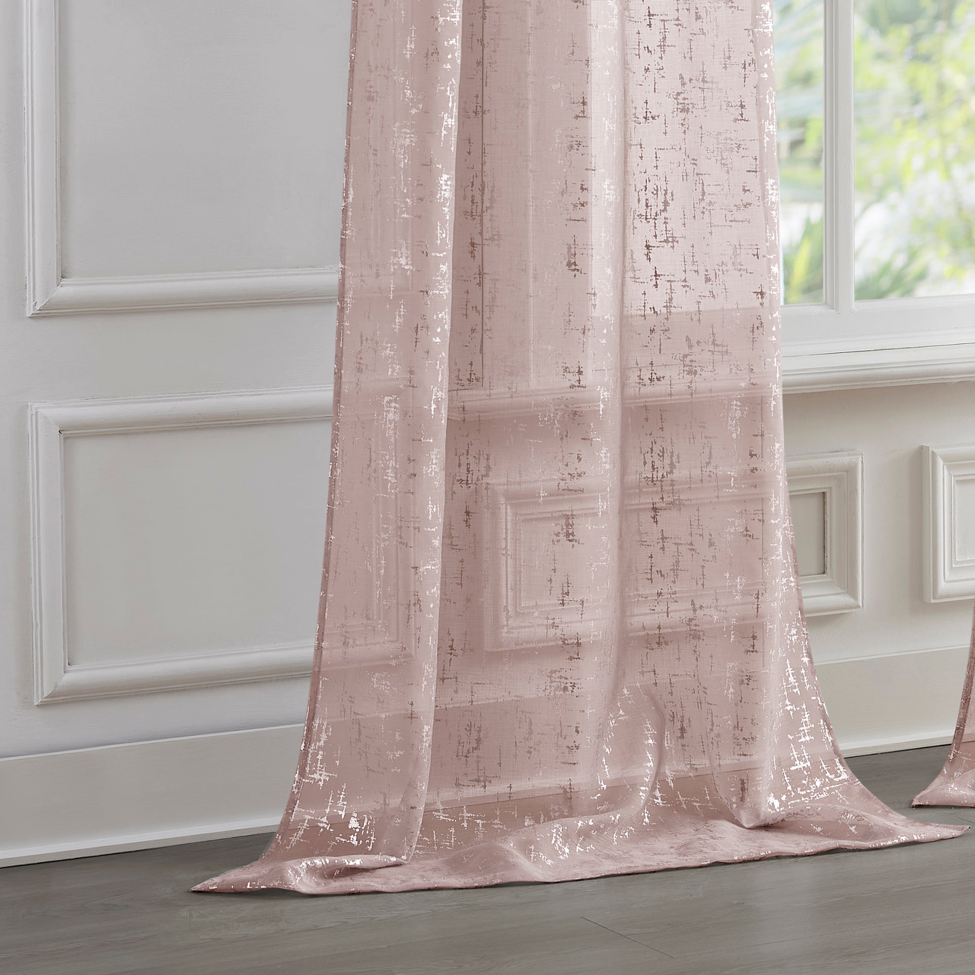 Dainty Home Lindsey Linen Textured Metallic Light Filtering Grommet Curtain Panel Pair