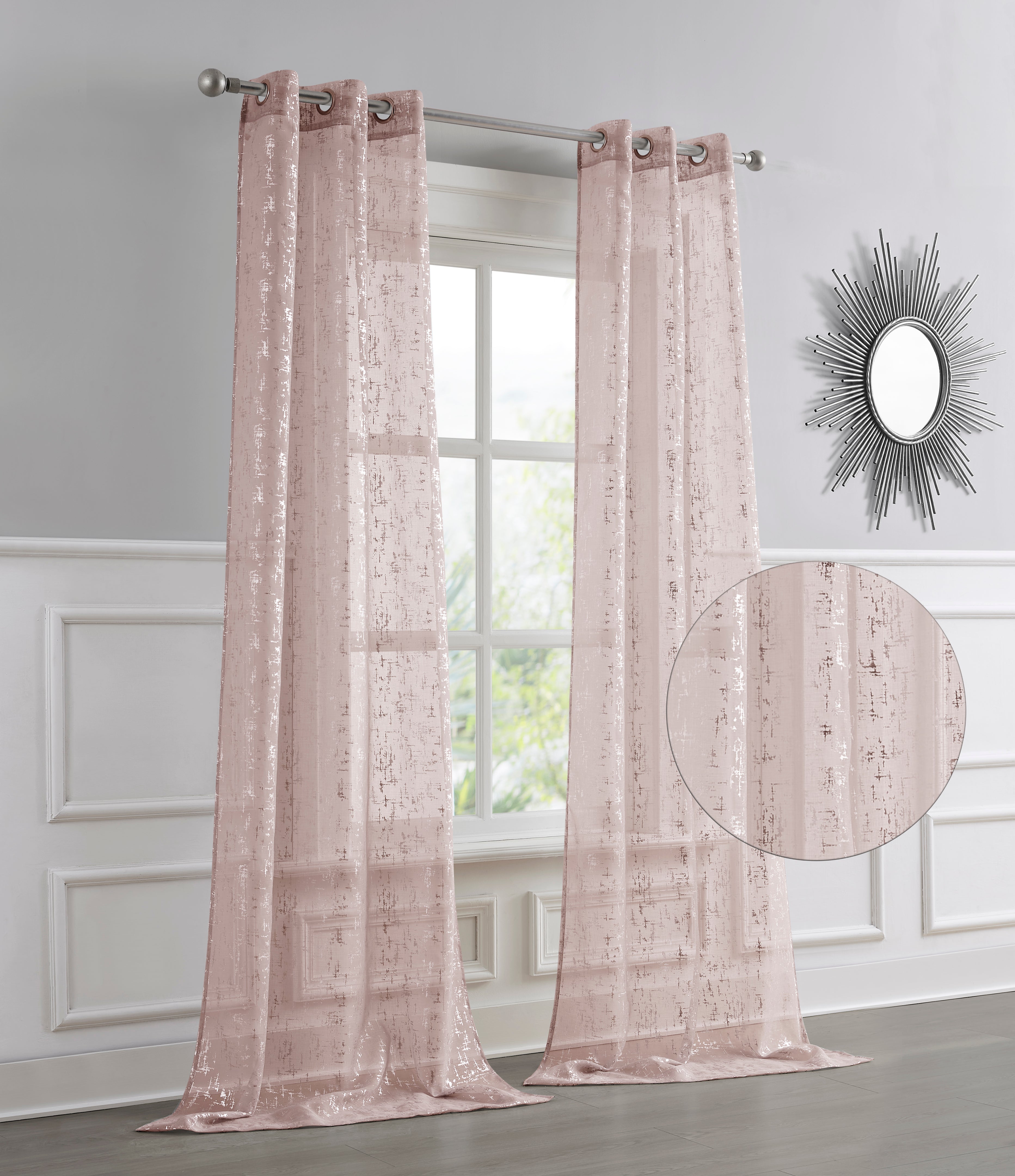 Dainty Home Lindsey Linen Textured Metallic Light Filtering Grommet Curtain Panel Pair
