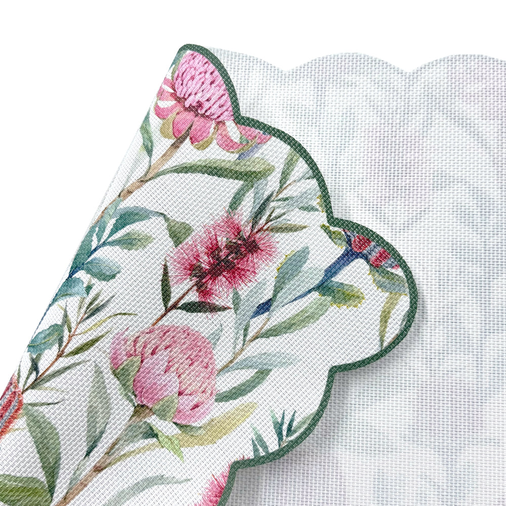 Dainty Home Garden Bloom Woven Vinyl Scalloped Border Rectangular Placemat Set Of 6 13" x 19"
