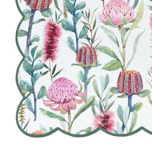 Load image into Gallery viewer, Dainty Home Garden Bloom Woven Vinyl Scalloped Border Rectangular Placemat Set Of 6 13" x 19"
