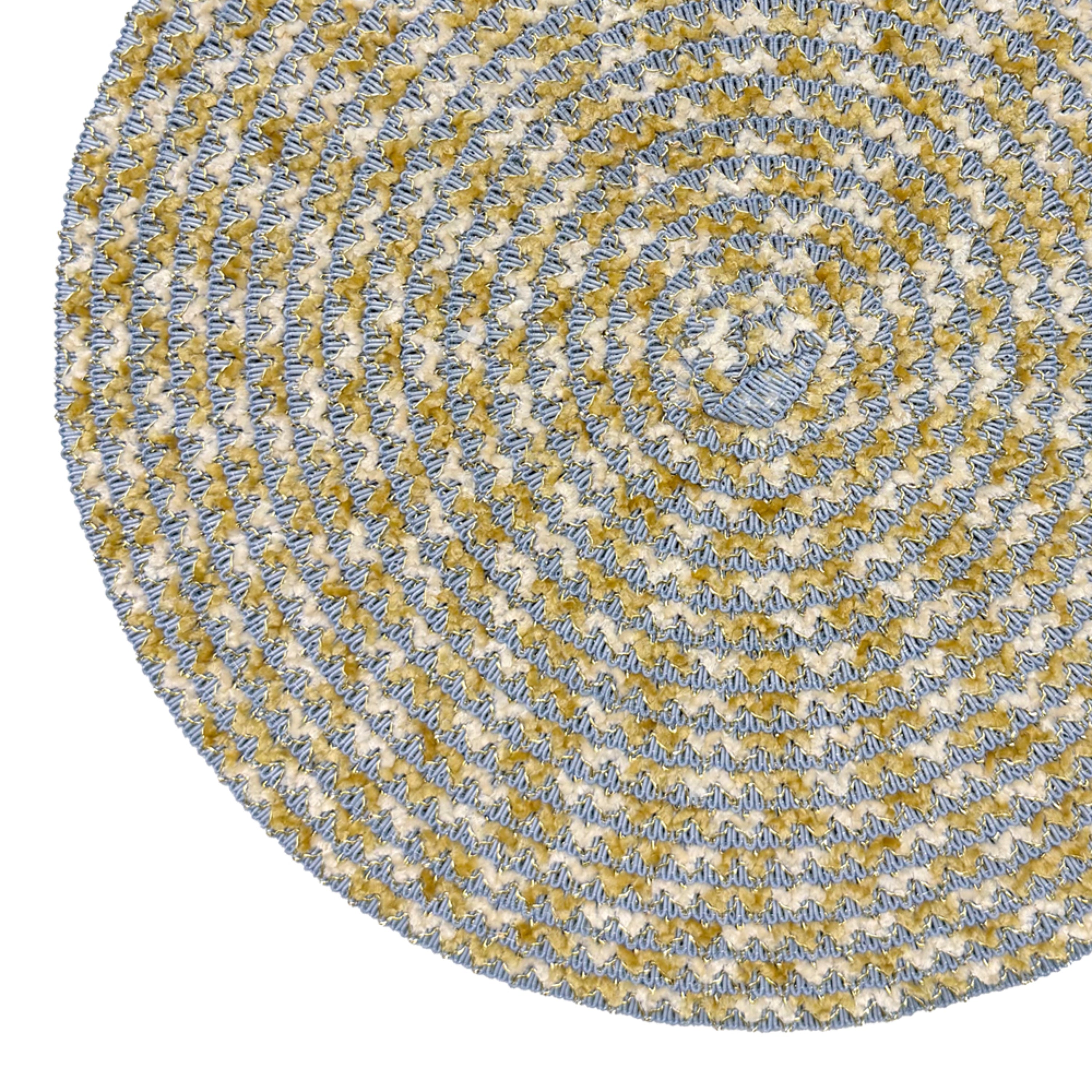 Dainty Home Kaleidoscope 15" Round Woven Placemats with Metallic Thread, Set of 4 – Durable & Reversible