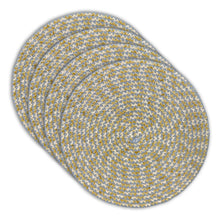 Load image into Gallery viewer, Dainty Home Kaleidoscope 15" Round Woven Placemats with Metallic Thread, Set of 4 – Durable &amp; Reversible
