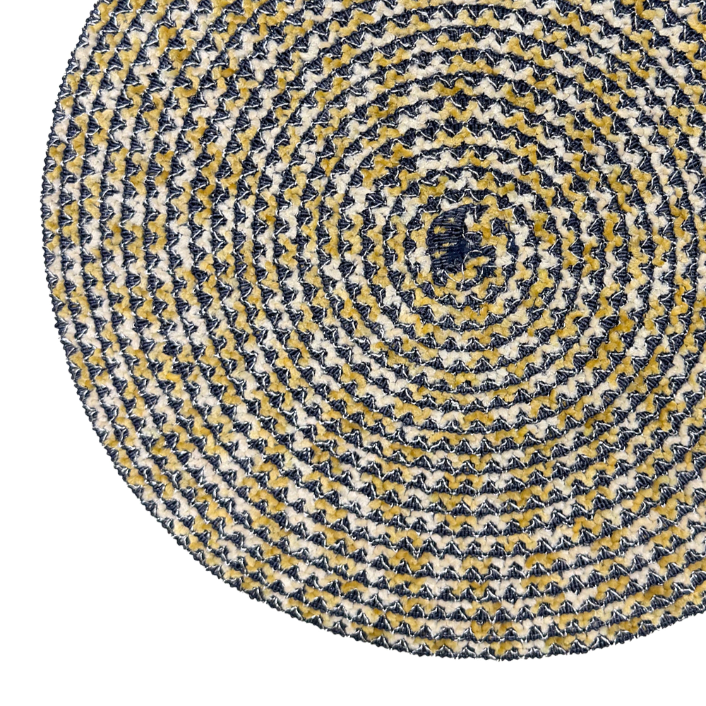 Dainty Home Kaleidoscope 15" Round Woven Placemats with Metallic Thread, Set of 4 – Durable & Reversible