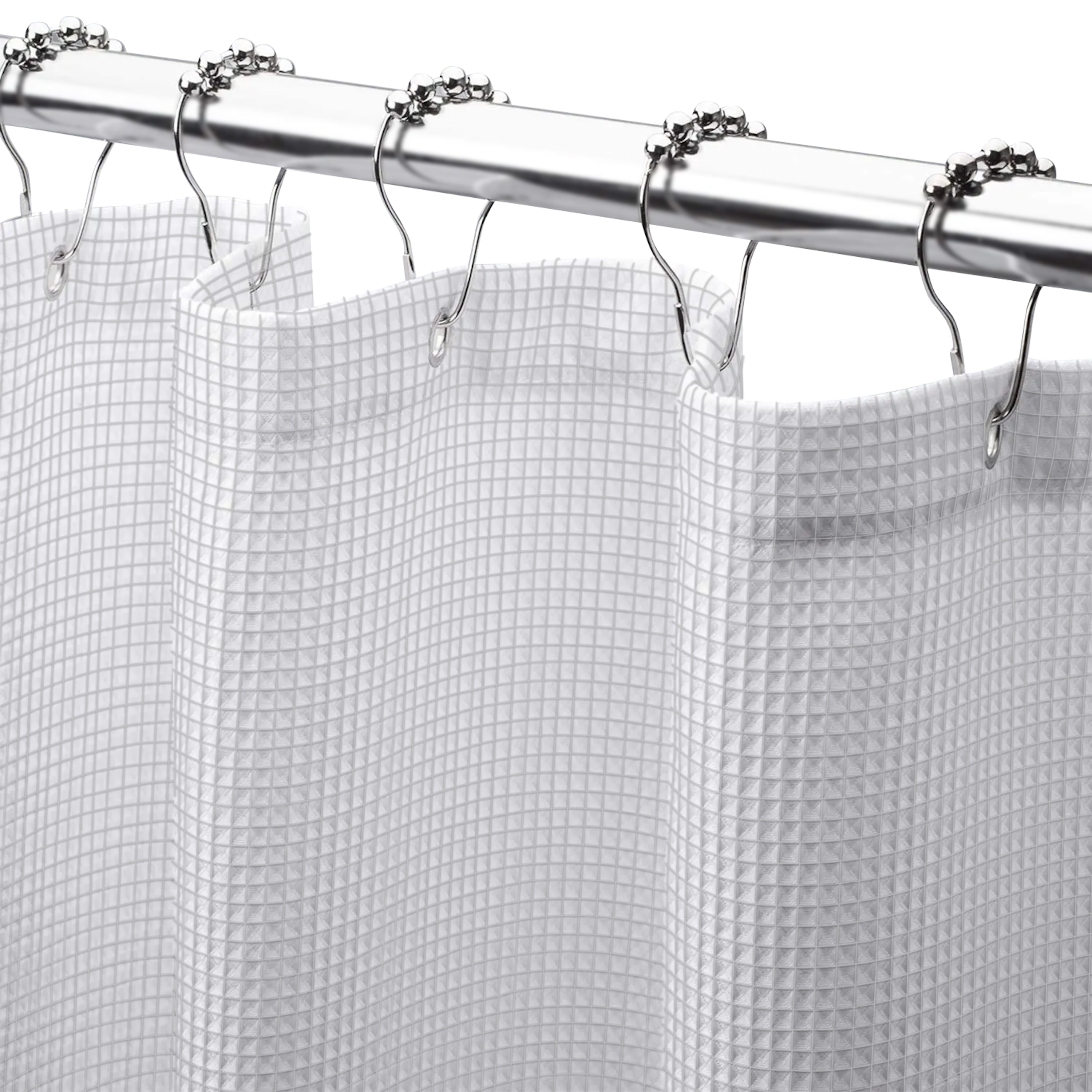 Dainty Home Piazza 100% Cotton Textured Waffle Weaved Solid Cotton Fabric 70" x 72" Shower Curtain