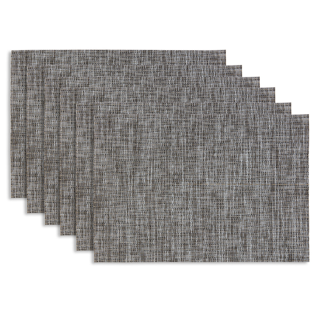 Dainty Home Madison Reversible Woven Vinyl Rectangular Placemats with Metallic Weave, Set of 6
