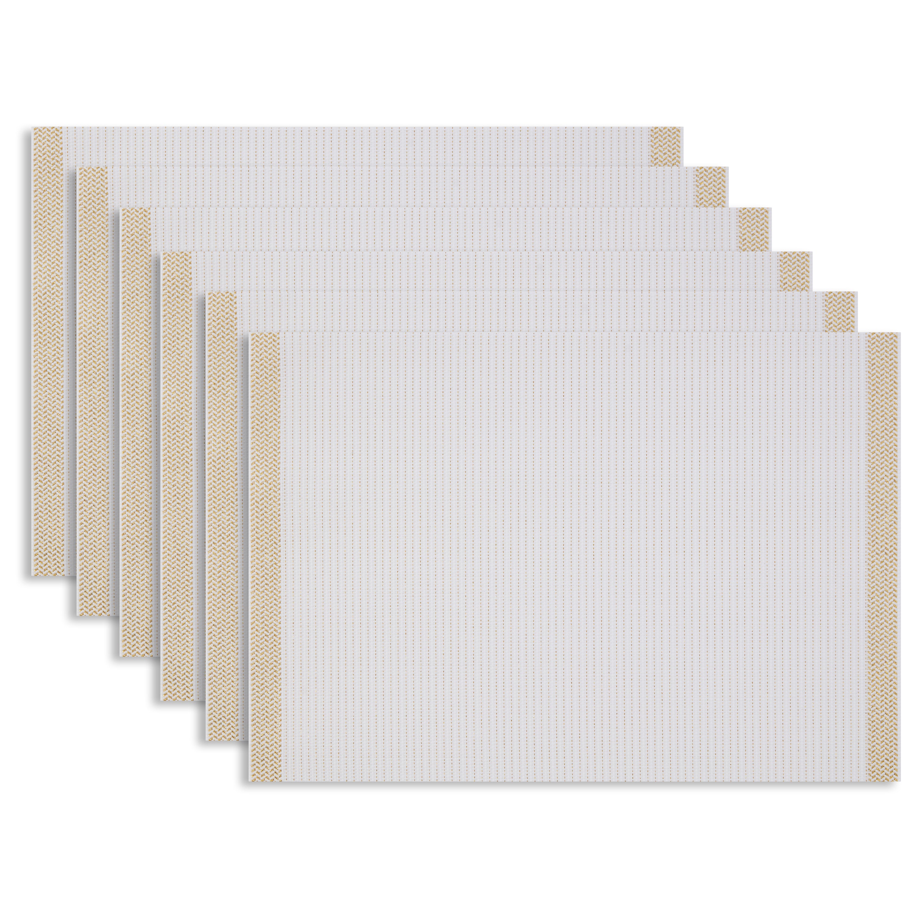 Dainty Home Rodeo Reversible Woven Vinyl Rectangular Placemats with Metallic Weave, Set of 6