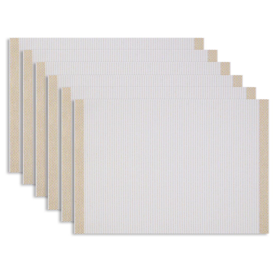 Dainty Home Rodeo Reversible Woven Vinyl Rectangular Placemats with Metallic Weave, Set of 6