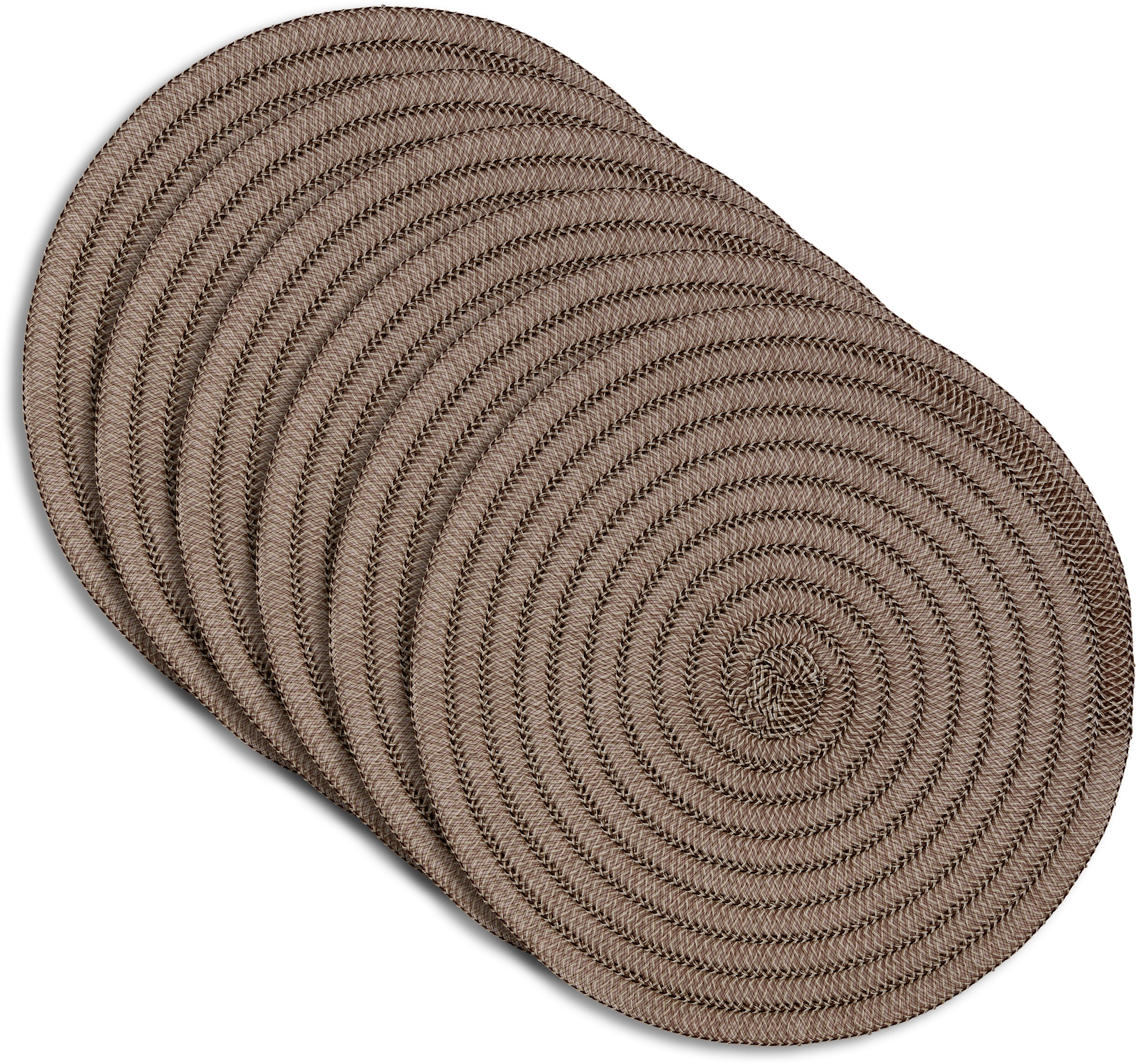 Dainty Home Urban 15" Round Woven Placemats Set of 6 - Durable, Reversible & Non-Slip Table Mats
