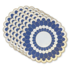 Load image into Gallery viewer, Dainty Home Blooming Flower Vinyl Round Placemat Set of 6, Waterproof Easy Clean Scalloped Placemats

