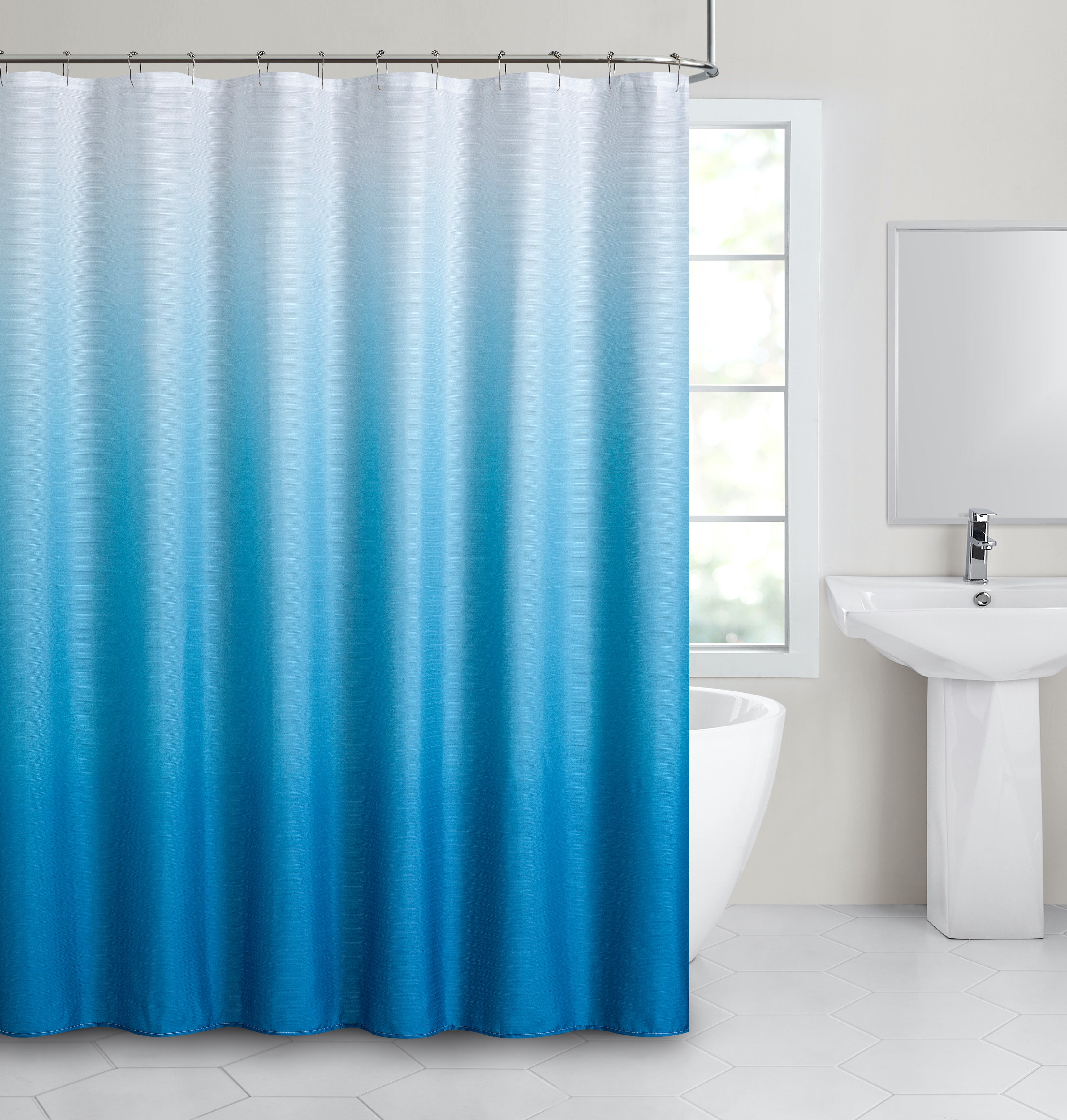 Dainty Home Shades Printed Fabric 3D Textured Gradient Colors Ombre Designed Fabric Shower Curtain 70" x 72"