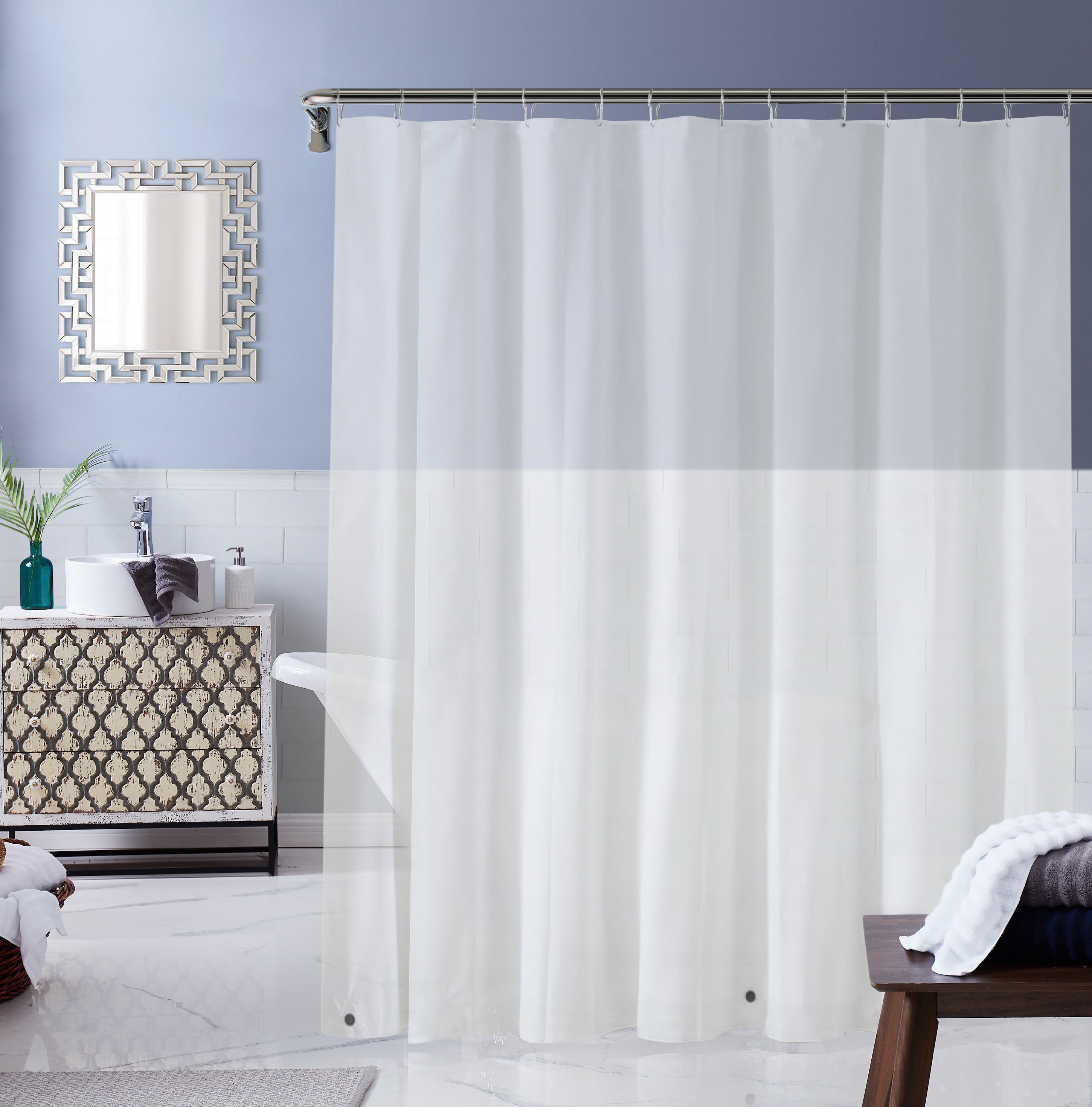 Dainty Home Heavy Weight Shower Curtain Liner With Magnetized Hem