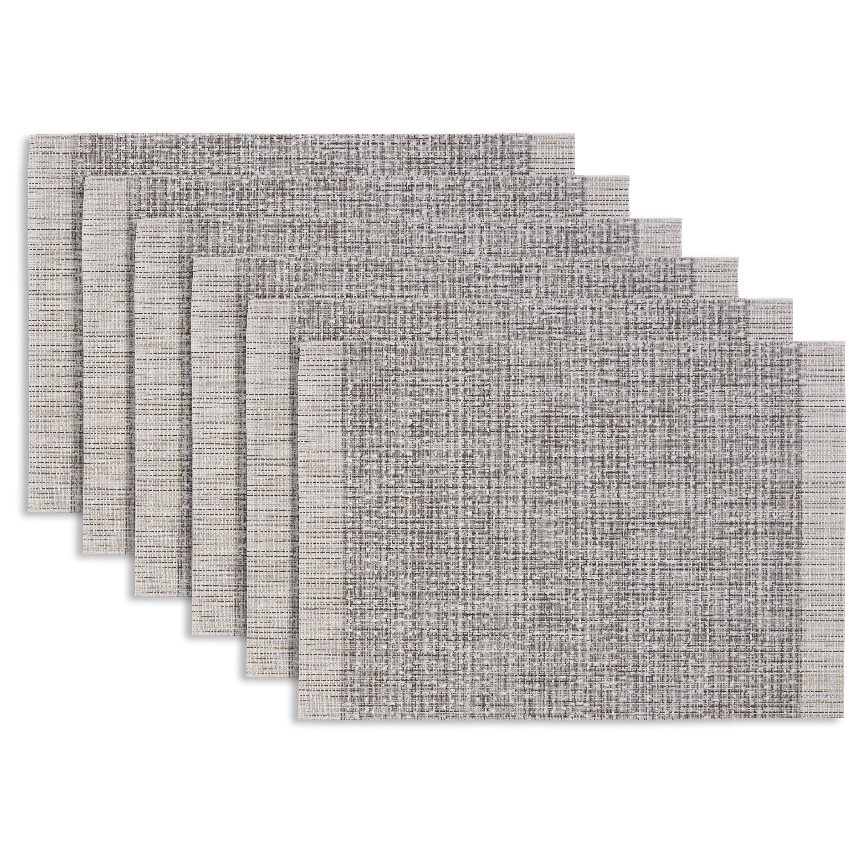 Dainty Home Knotted Boucle Border Reversible Woven Vinyl Rectangular Placemats, Set of 6