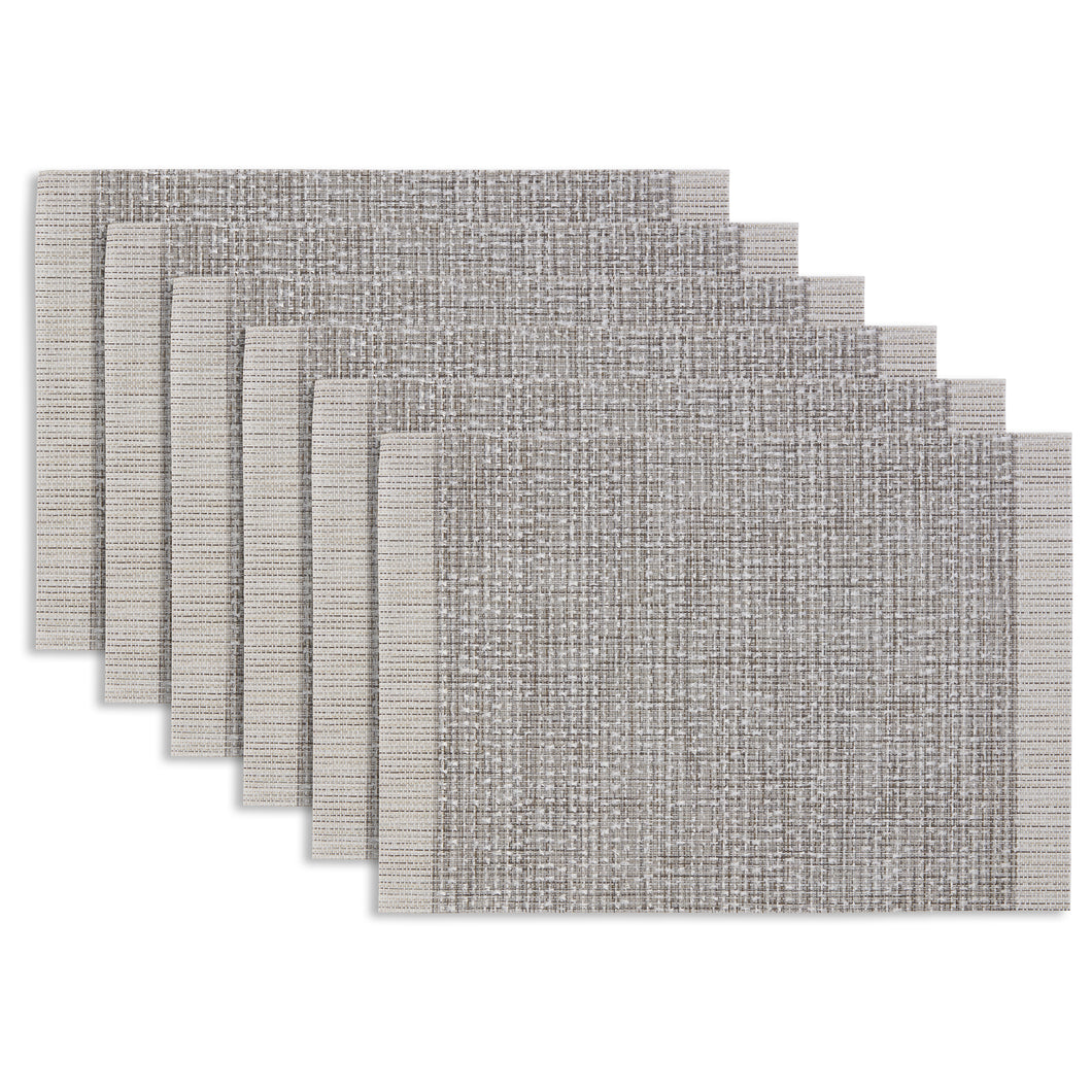 Dainty Home Knotted Boucle Border Reversible Woven Vinyl Rectangular Placemats, Set of 6