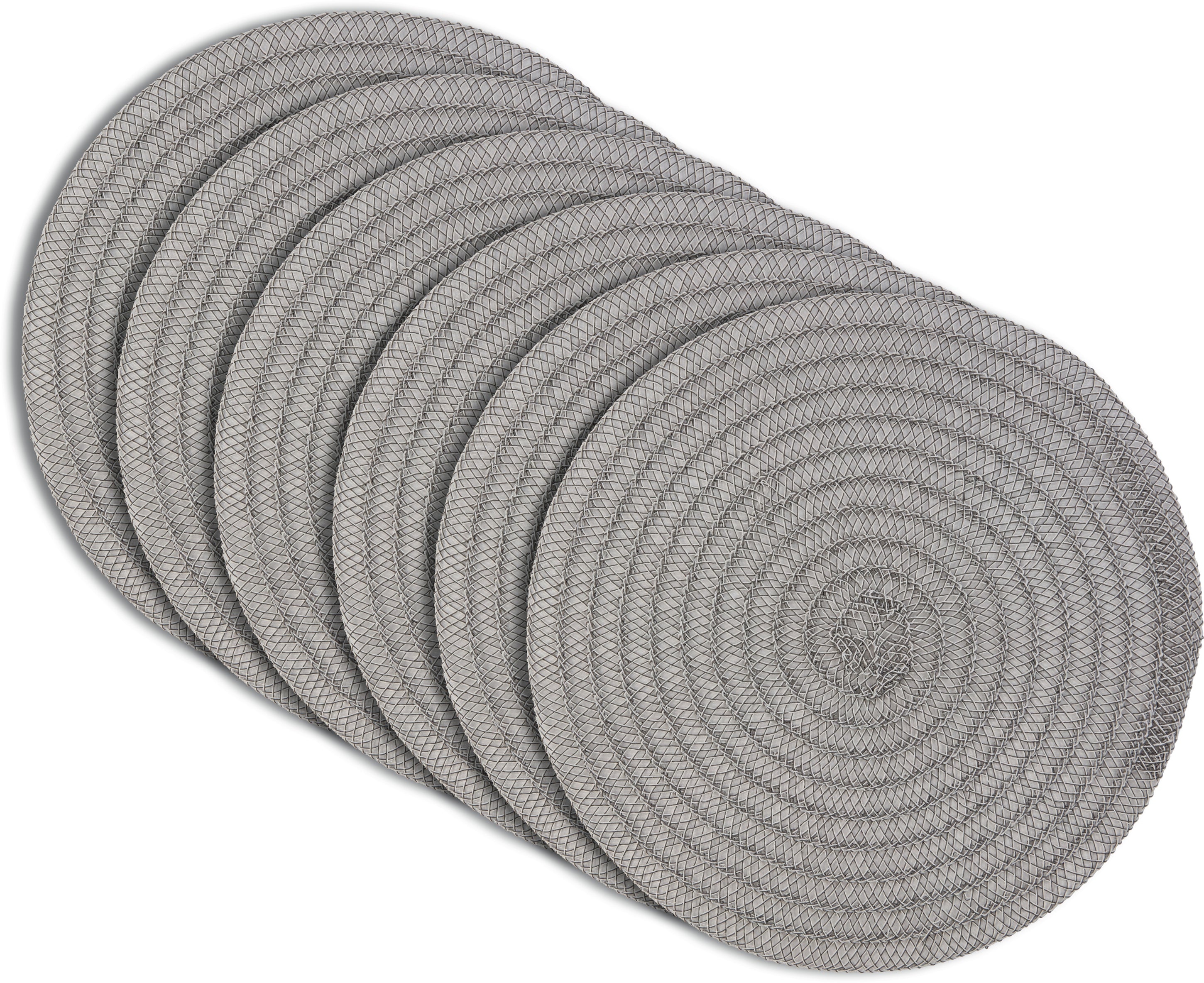 Dainty Home Urban 15" Round Woven Placemats Set of 6 - Durable, Reversible & Non-Slip Table Mats