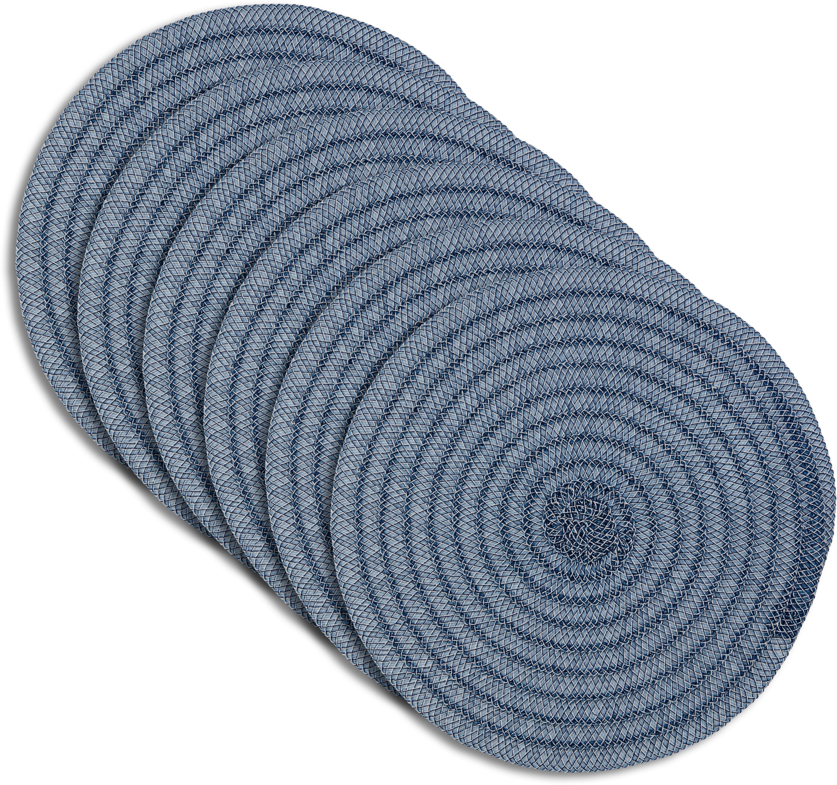Dainty Home Urban 15" Round Woven Placemats Set of 6 - Durable, Reversible & Non-Slip Table Mats
