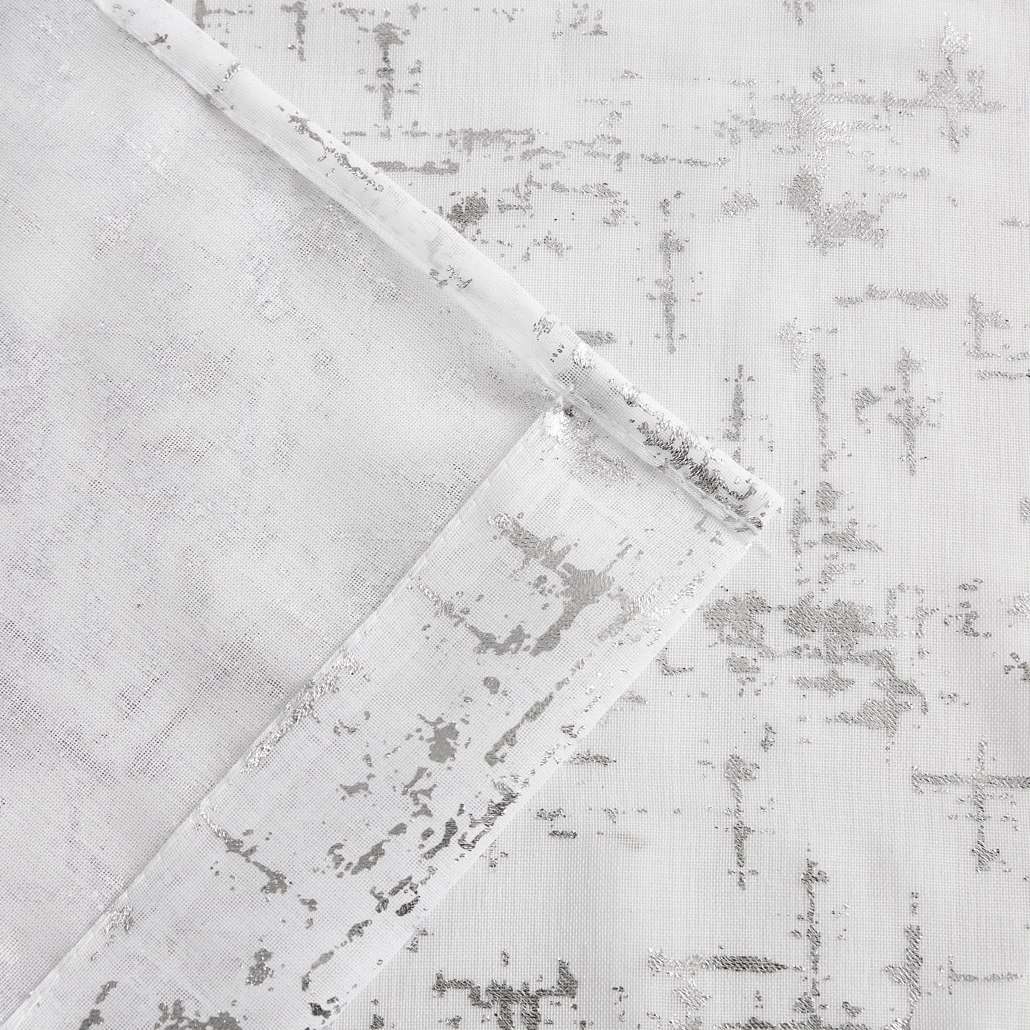 Dainty Home Lindsey Linen Textured Metallic Fabric Shower Curtain with 12 Matching Hooks 70" x 72"