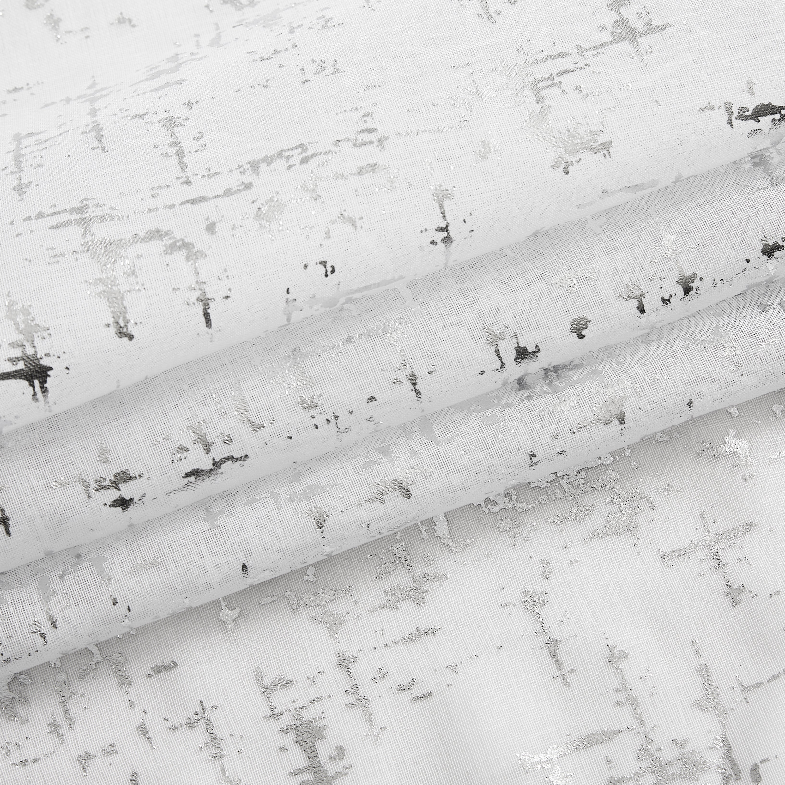 Dainty Home Lindsey Linen Textured Metallic Fabric Shower Curtain with 12 Matching Hooks 70" x 72"