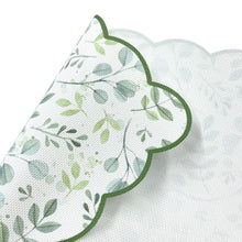 Load image into Gallery viewer, Dainty Home Leaves Woven Vinyl Scalloped Border Rectangular Placemat Set Of 6 13" x 19"
