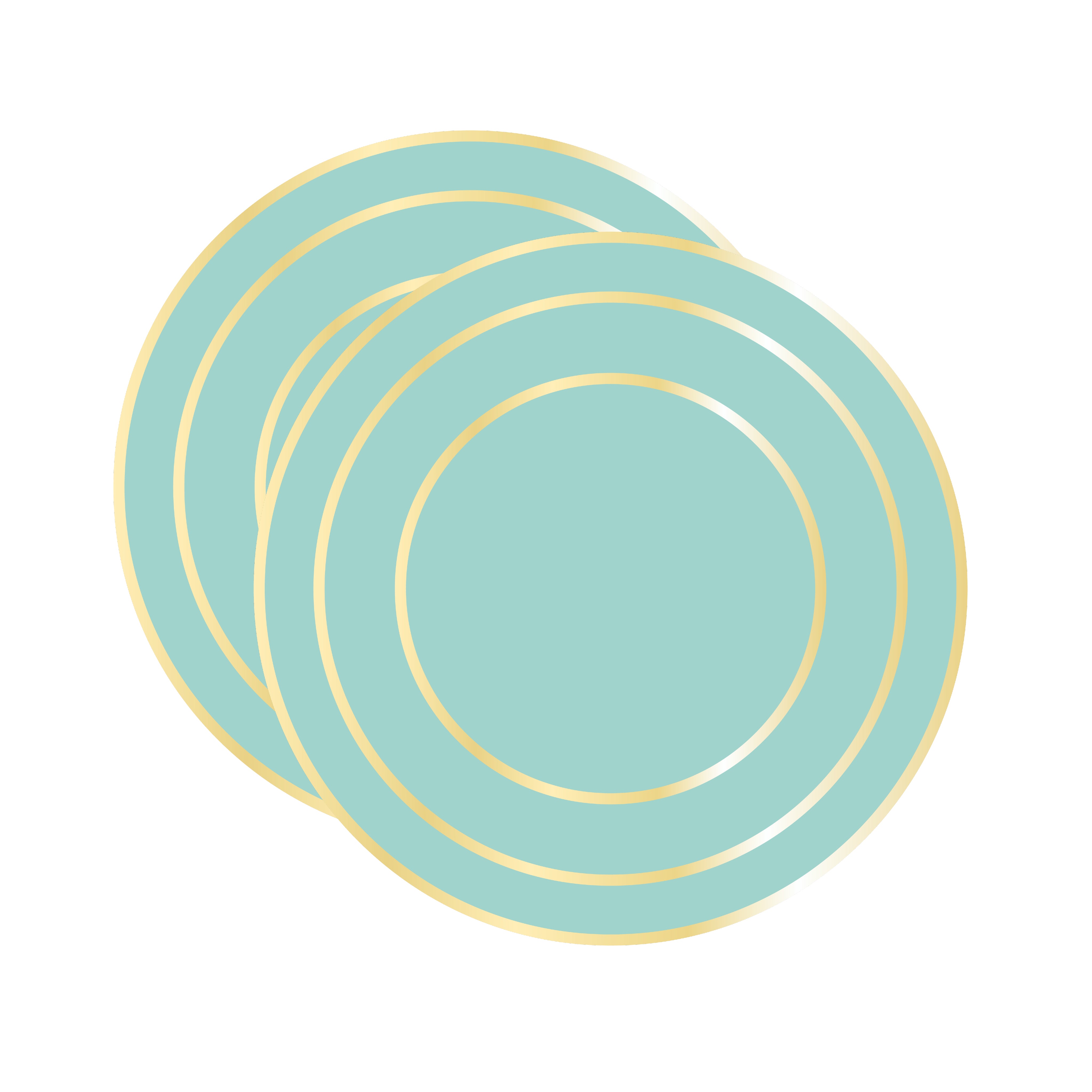 Dainty Home Concentric Foil Printed Geometric Designed Thick Cork Textured 15" x 15" Round Placemats