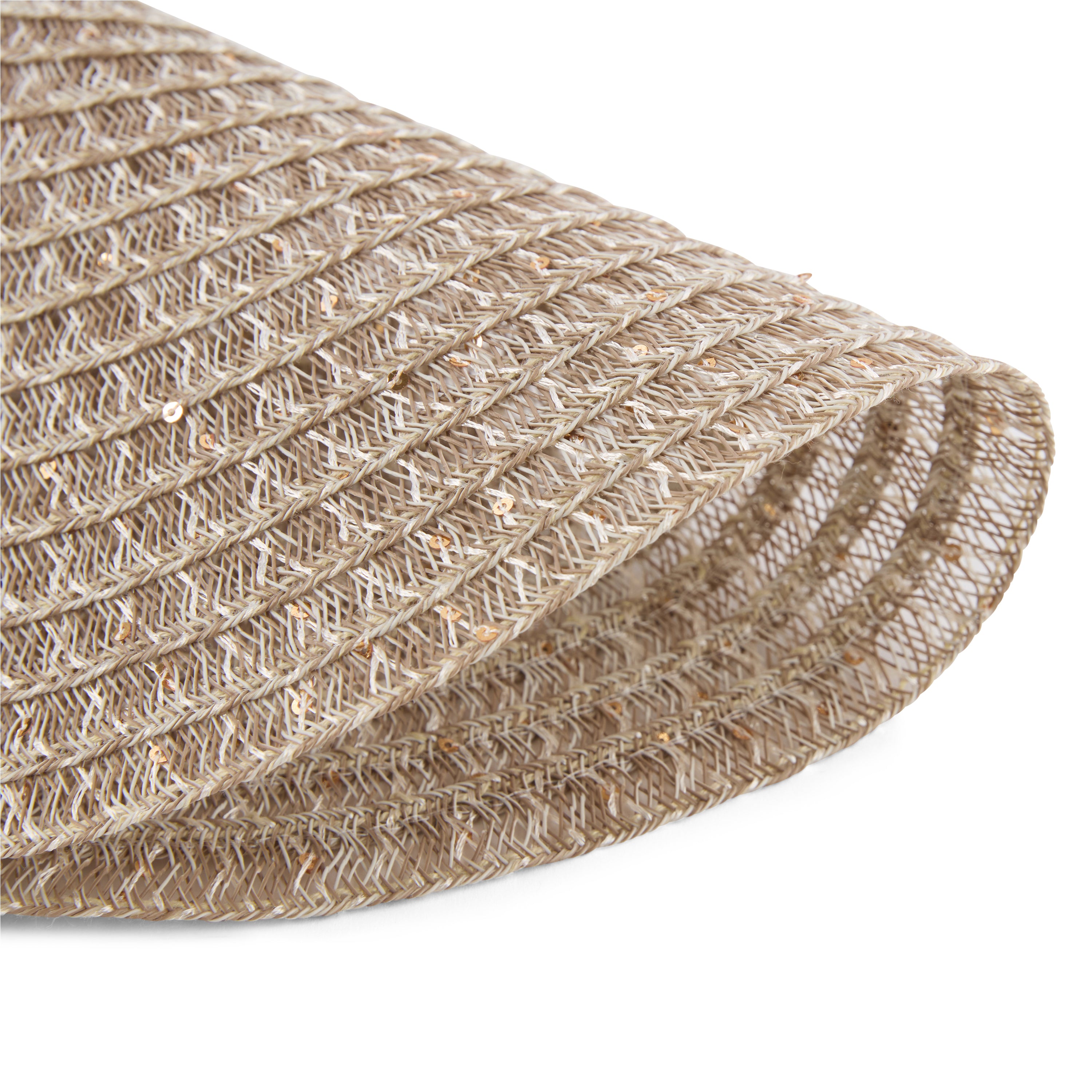 Dainty Home Starlight 15" Round Woven Placemats with Sequin Detail, Set of 6 – Durable & Reversible