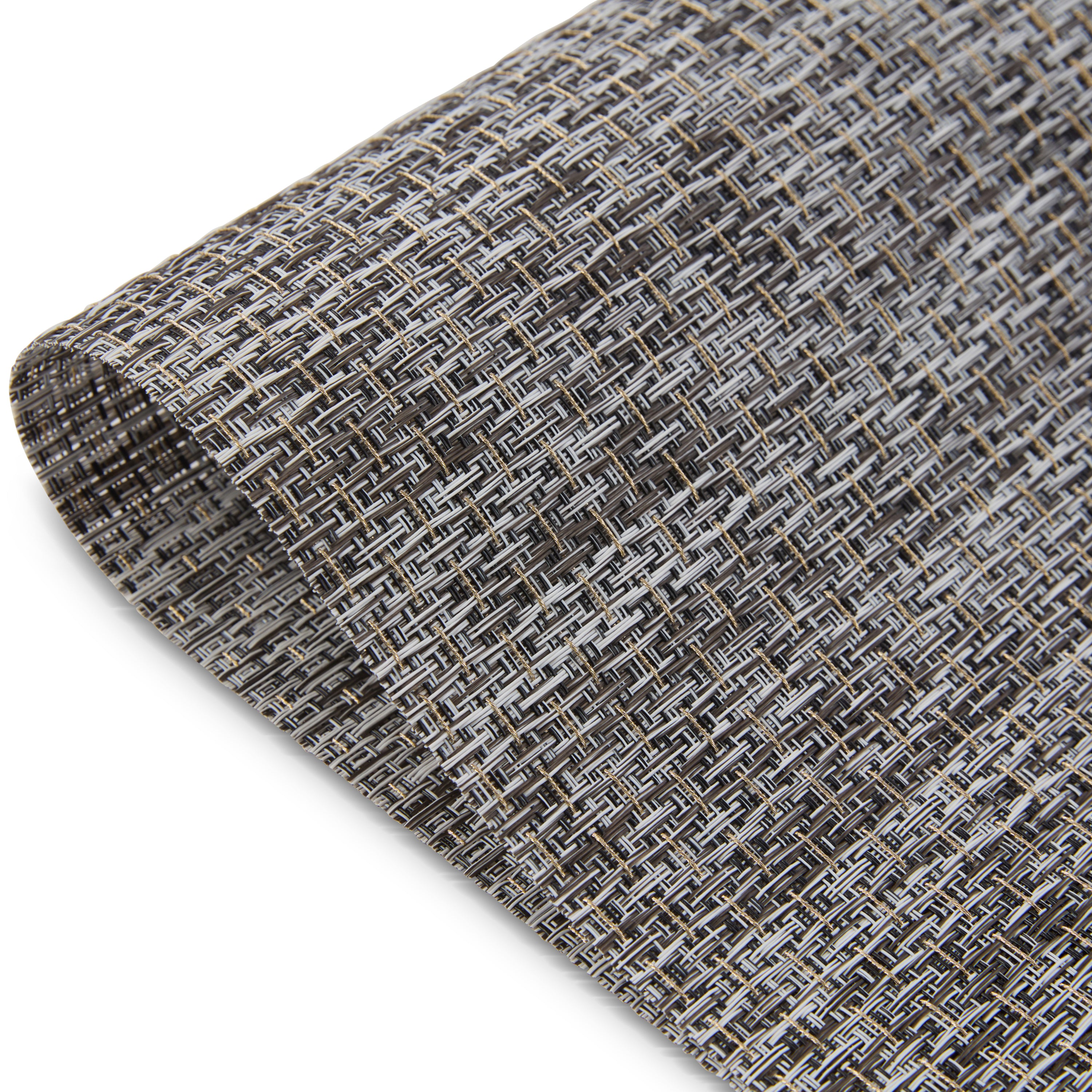 Dainty Home Madison Reversible Woven Vinyl Rectangular Placemats with Metallic Weave, Set of 6