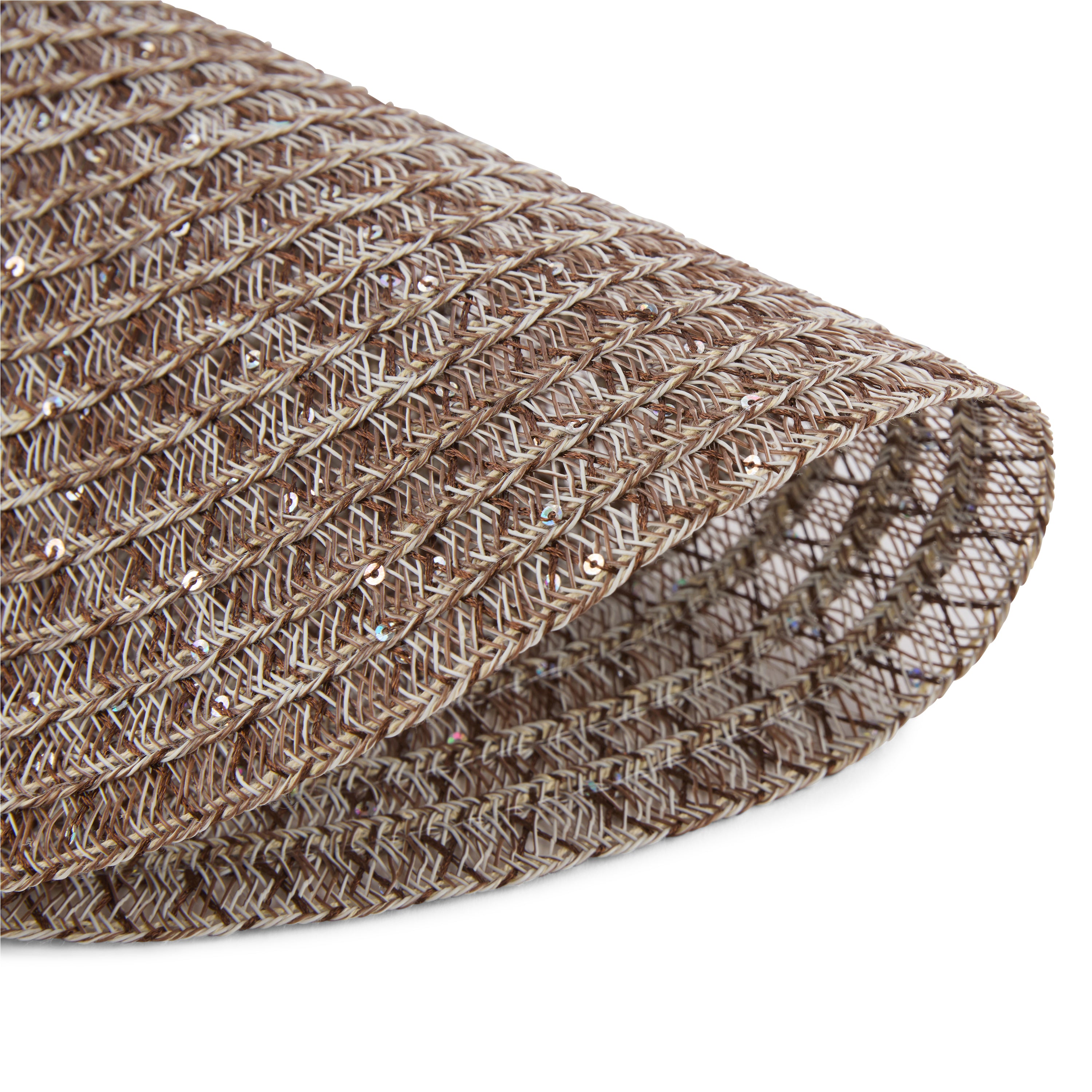 Dainty Home Starlight 15" Round Woven Placemats with Sequin Detail, Set of 6 – Durable & Reversible