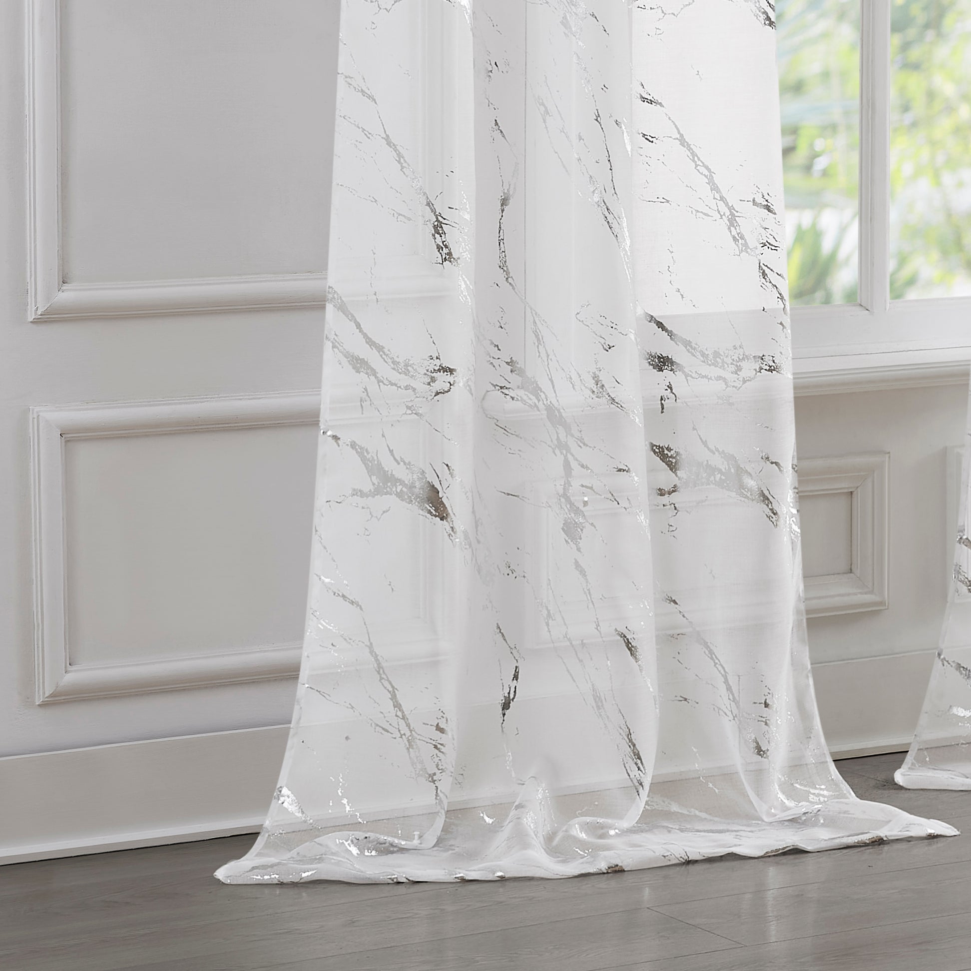 Dainty Home Chloe Linen Textured Metallic Light Filtering Grommet Curtain Panel Pair