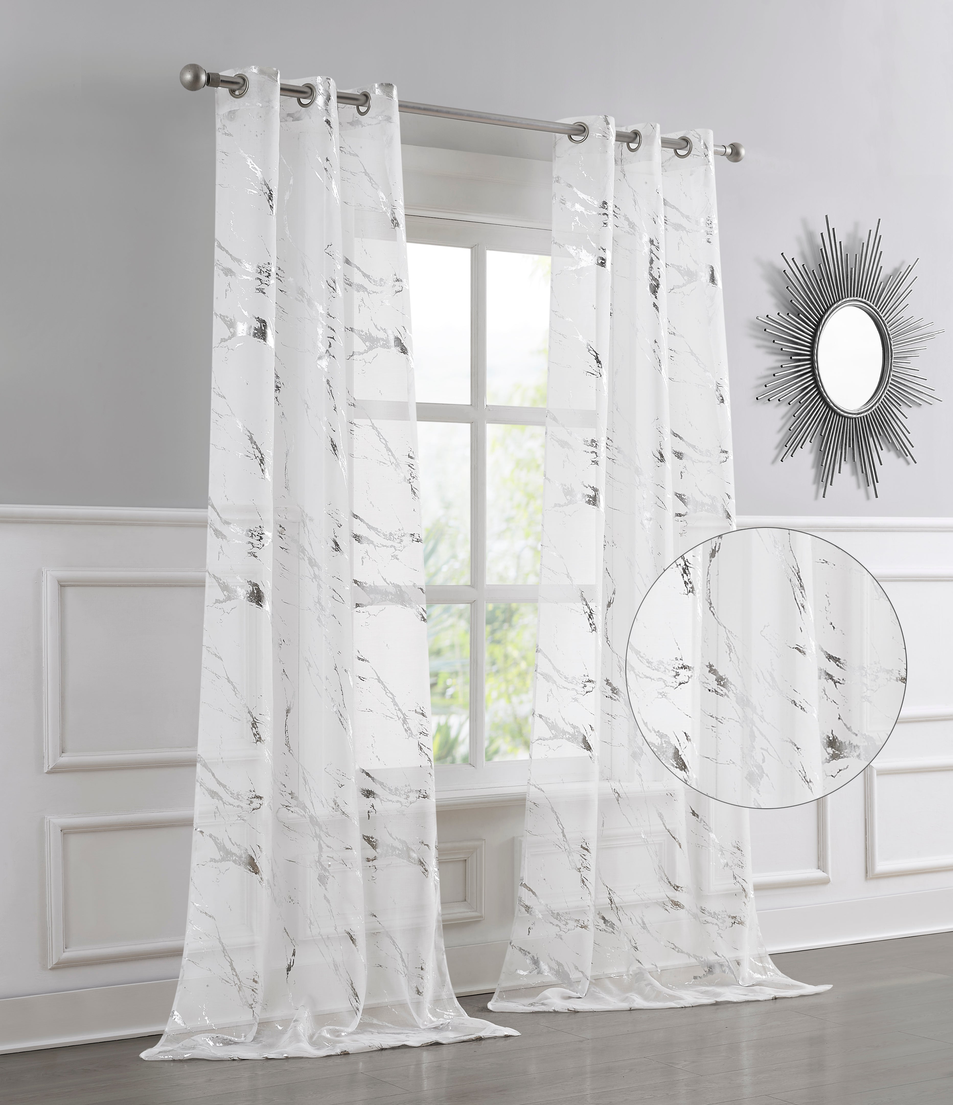Dainty Home Chloe Linen Textured Metallic Light Filtering Grommet Curtain Panel Pair