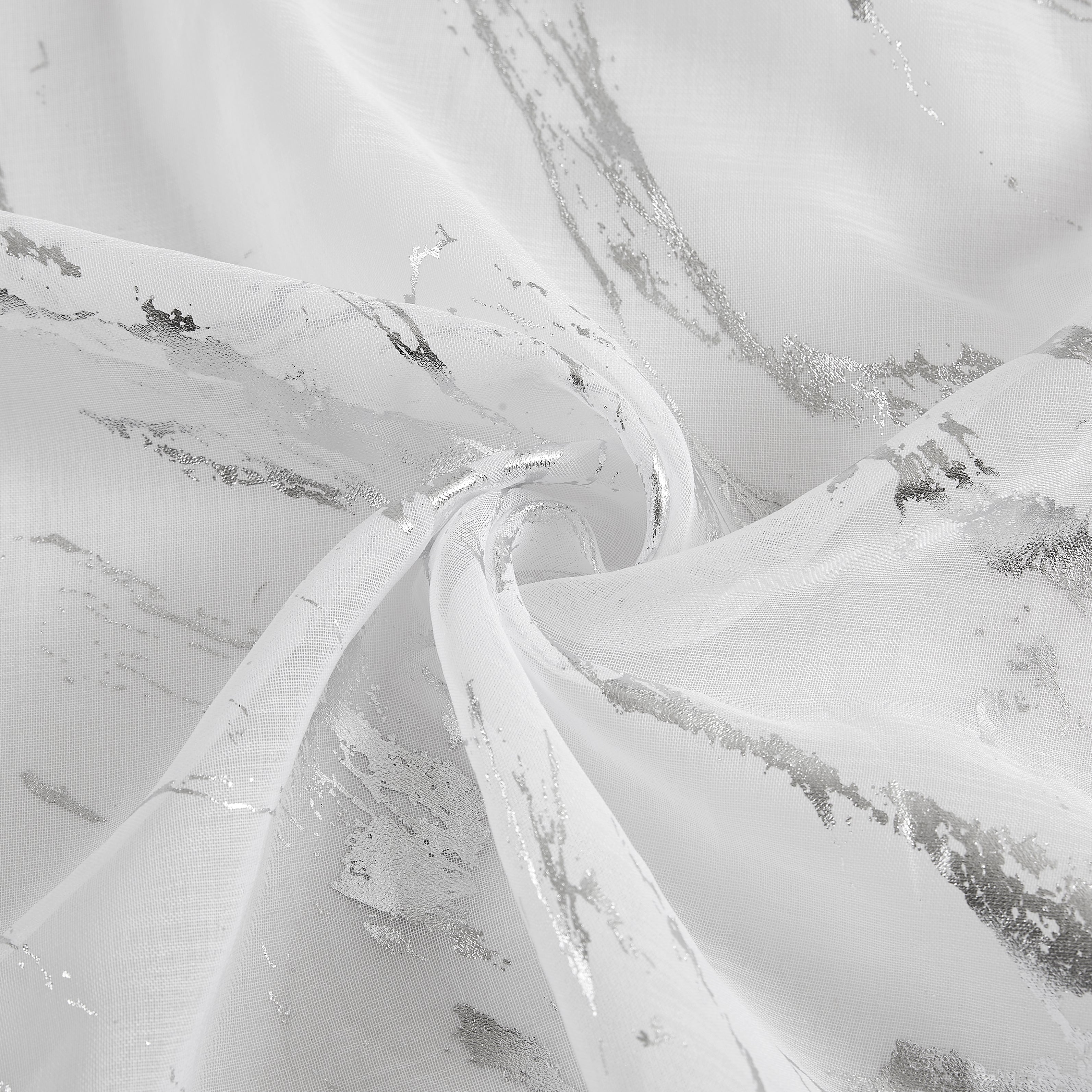 Dainty Home Chloe Linen Textured Metallic Fabric Shower Curtain with 12 Matching Hooks 70" x 72"