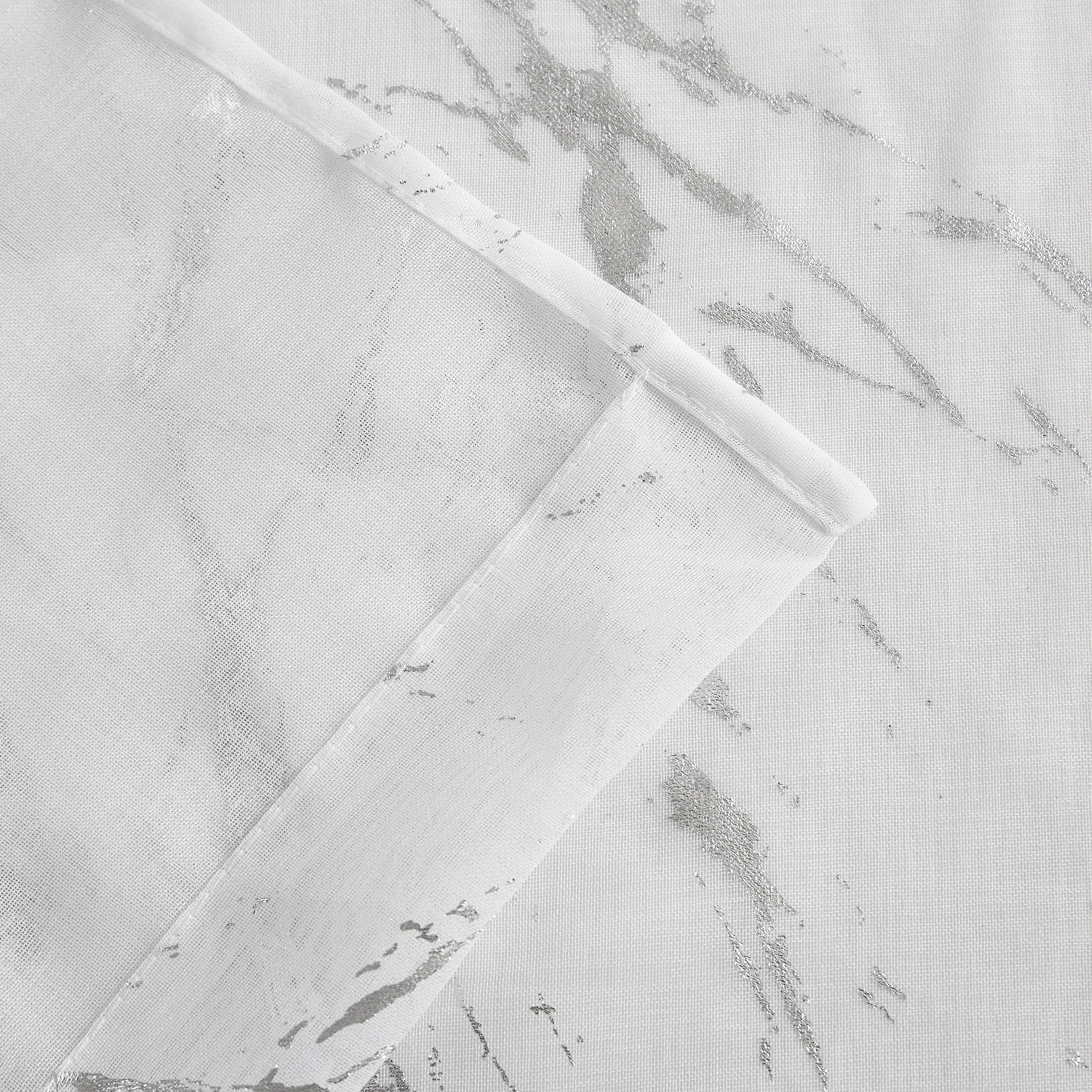 Dainty Home Chloe Linen Textured Metallic Fabric Shower Curtain with 12 Matching Hooks 70" x 72"