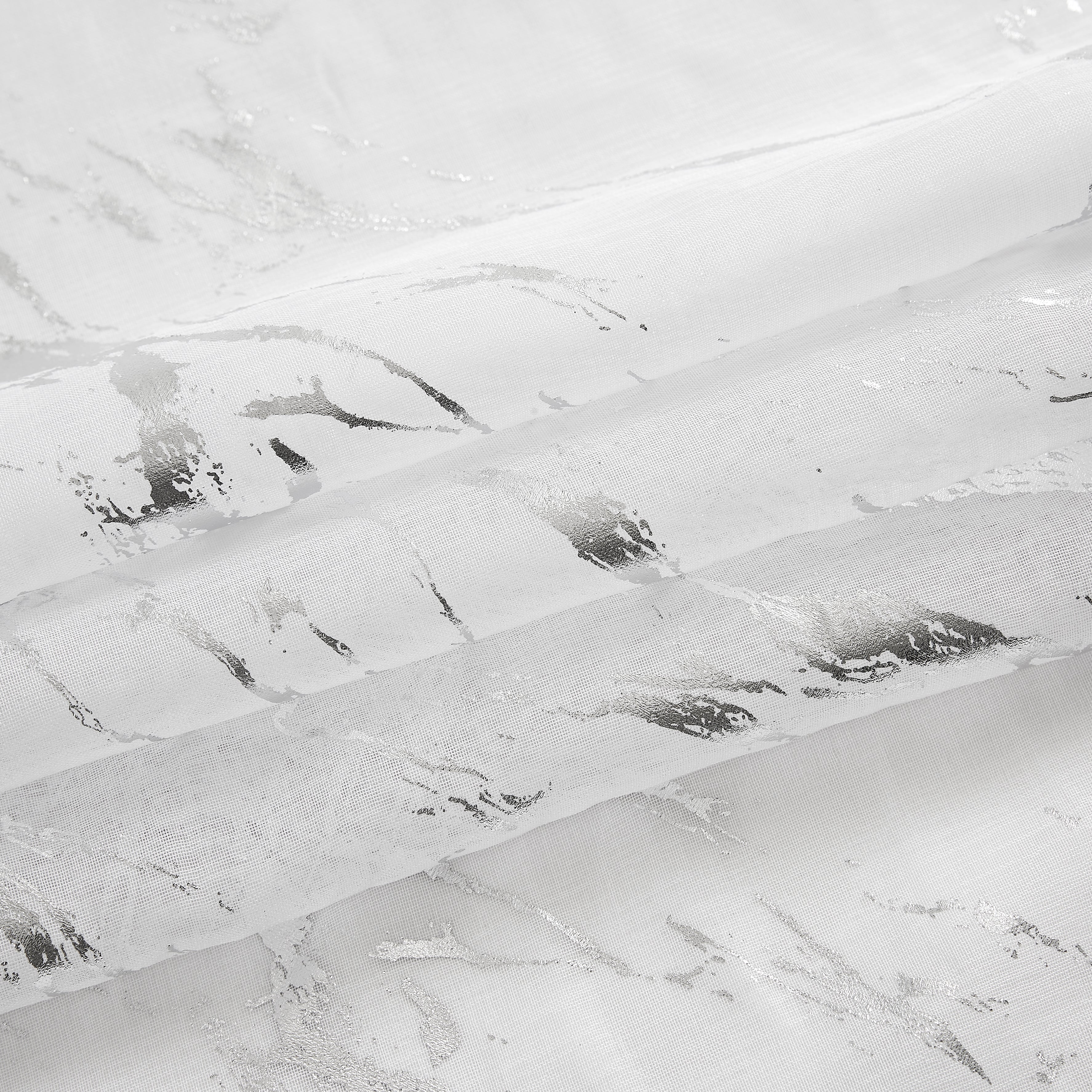 Dainty Home Chloe Linen Textured Metallic Fabric Shower Curtain with 12 Matching Hooks 70" x 72"