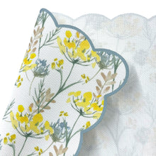 Load image into Gallery viewer, Dainty Home Floral Woven Vinyl Scalloped Border Rectangular Placemat Set Of 6 13" x 19"
