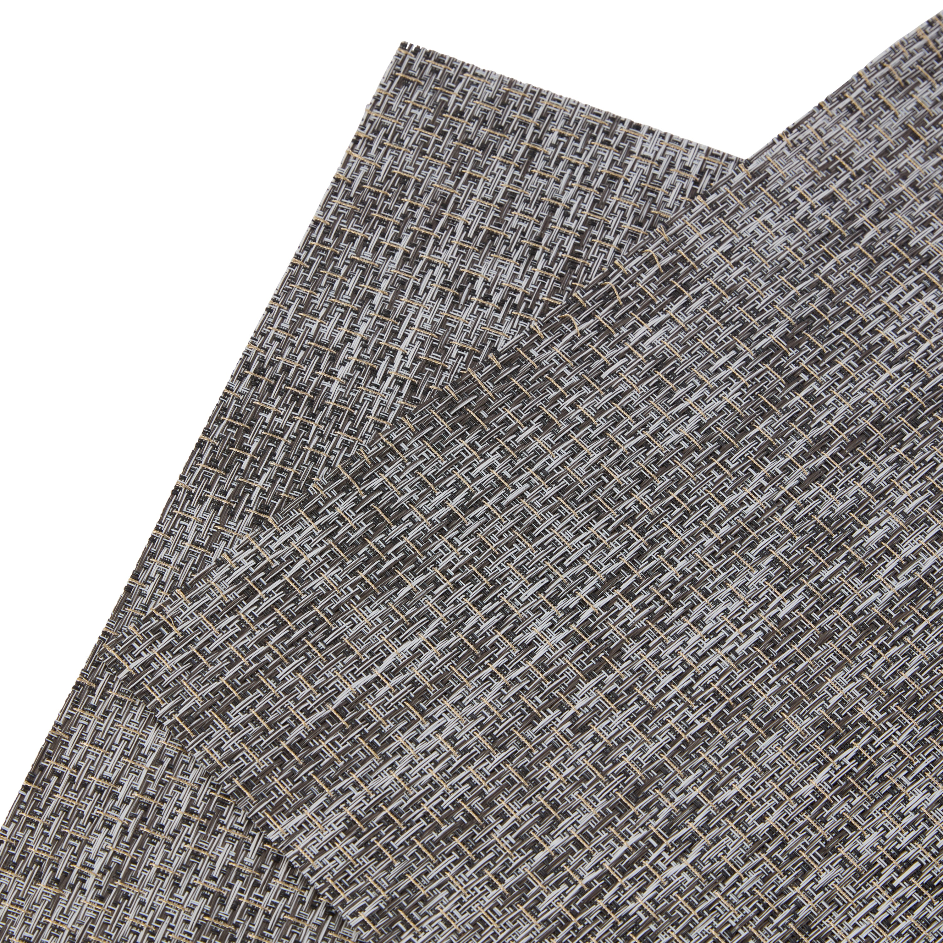 Dainty Home Madison Reversible Woven Vinyl Rectangular Placemats with Metallic Weave, Set of 6