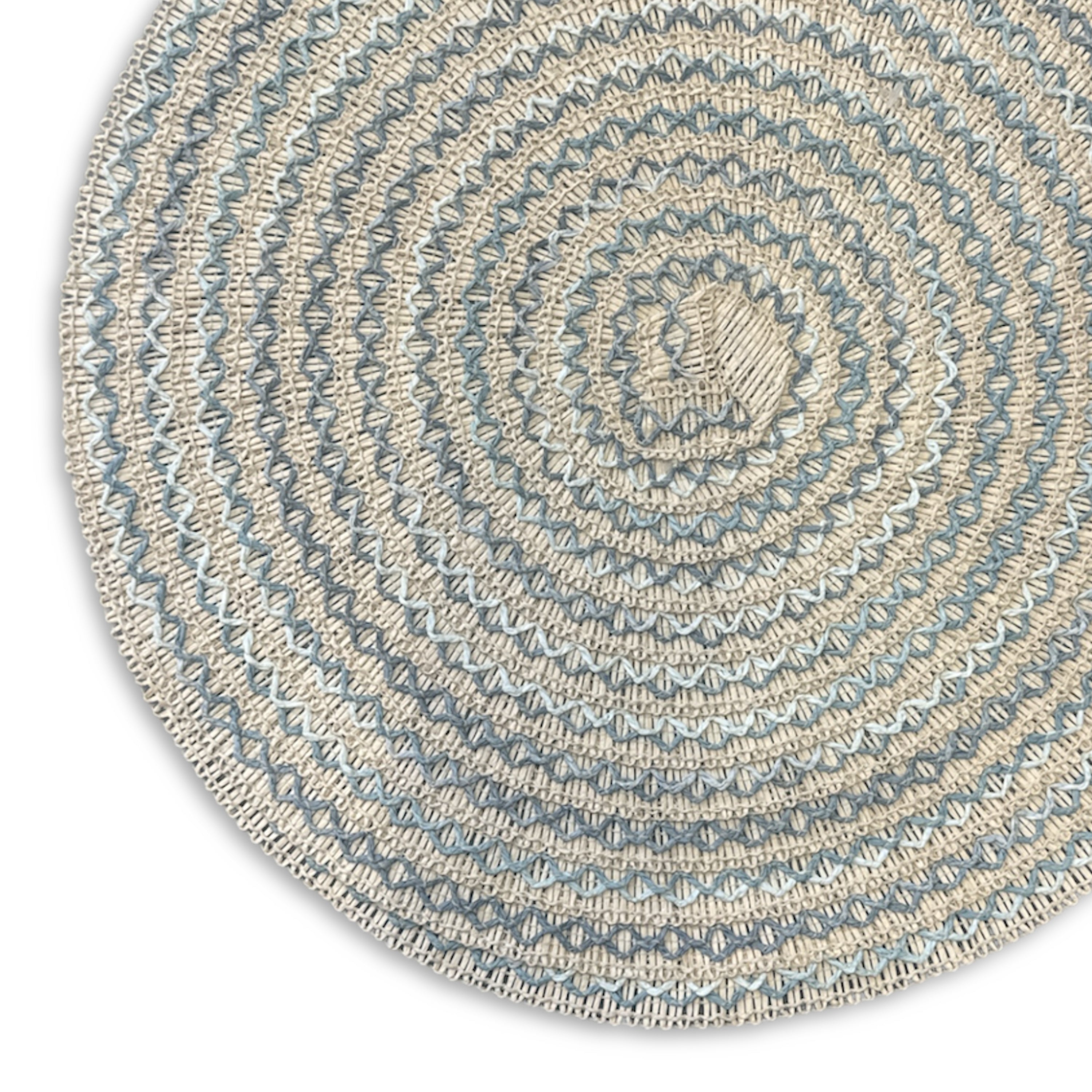 Dainty Home Belmar 15" Round Natural Paper Multicolor Placemats Set of 4 - Durable Table Mats