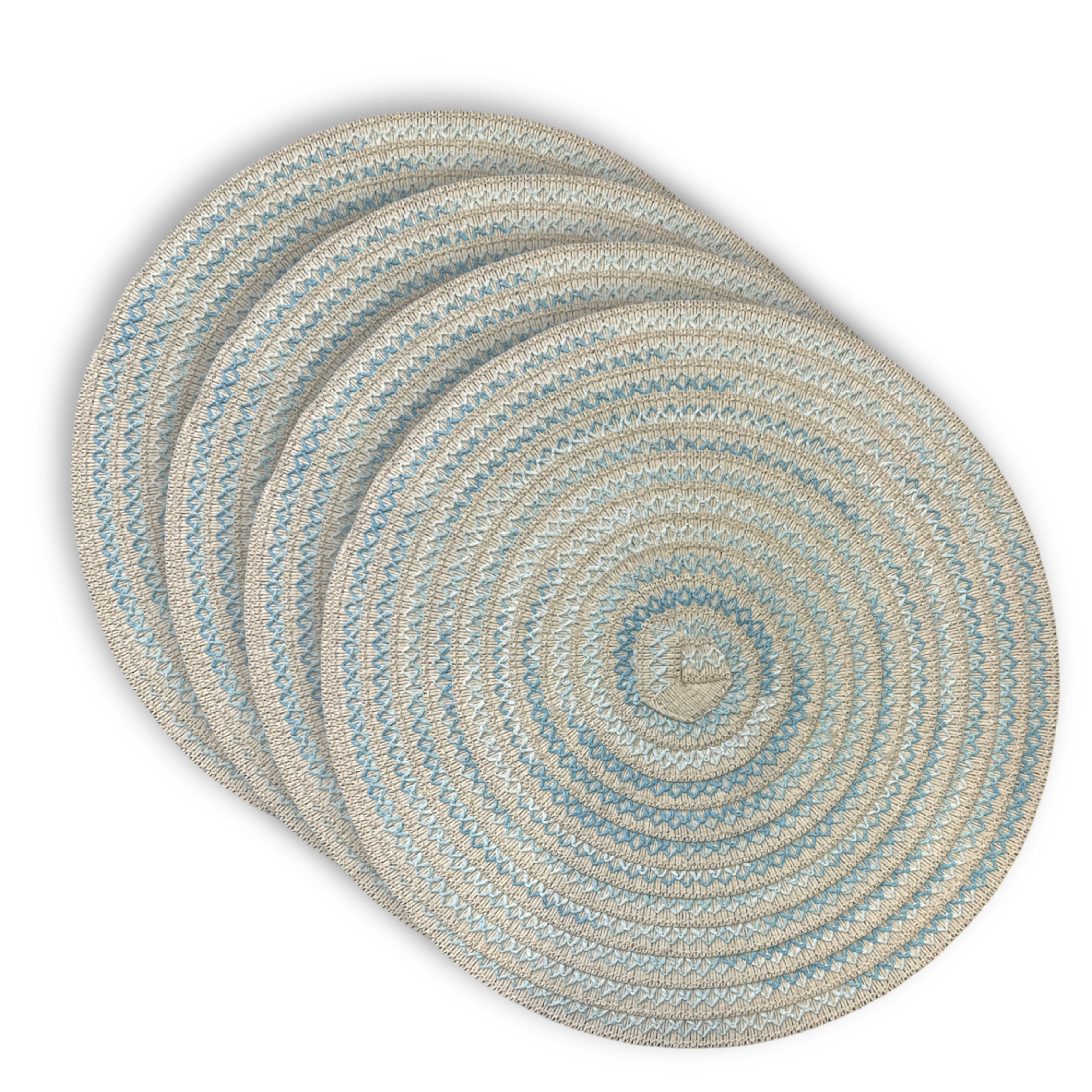 Dainty Home Belmar 15" Round Natural Paper Multicolor Placemats Set of 4 - Durable Table Mats