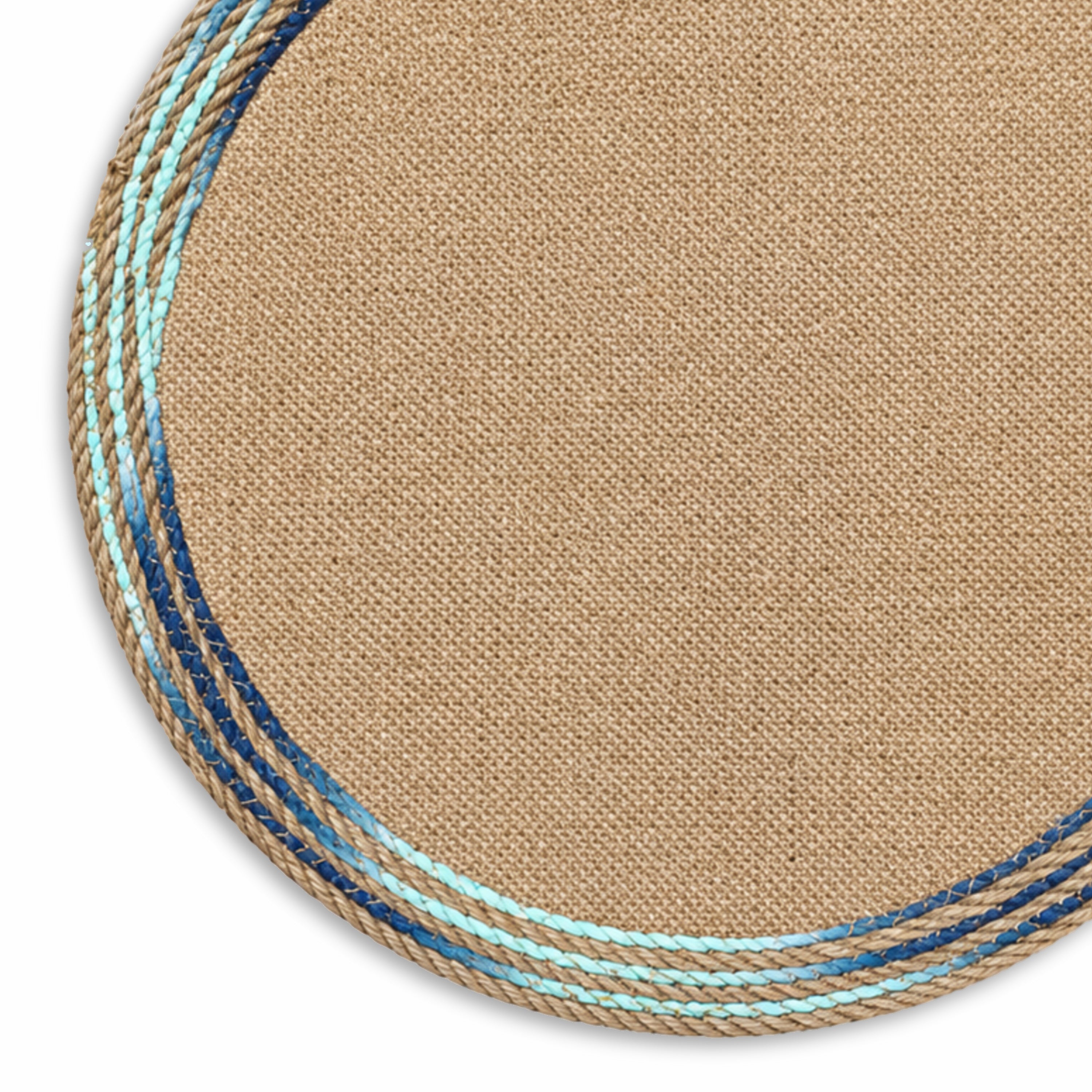 Dainty Home Key West 15" Round Natural Jute Multicolor Placemats Set of 4 - Durable Table Mat