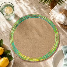 Load image into Gallery viewer, Dainty Home Key West 15" Round Natural Jute Multicolor Placemats Set of 4 - Durable Table Mat
