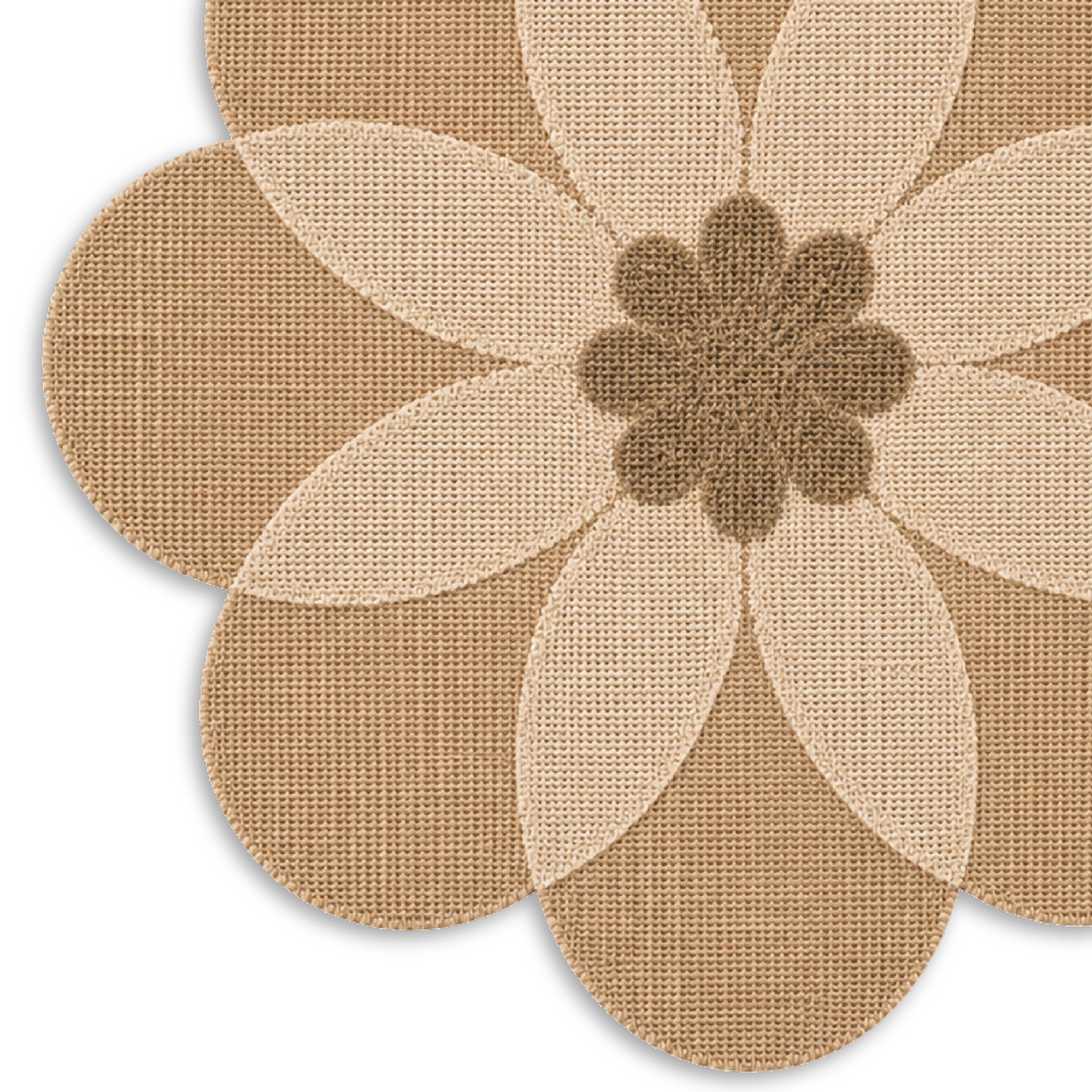 Dainty Home Maui 15" Flower Shaped Natural Jute and Paper Placemats Set of 4 - Durable Table Mats