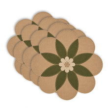 Load image into Gallery viewer, Dainty Home Maui 15" Flower Shaped Natural Jute and Paper Placemats Set of 4 - Durable Table Mats
