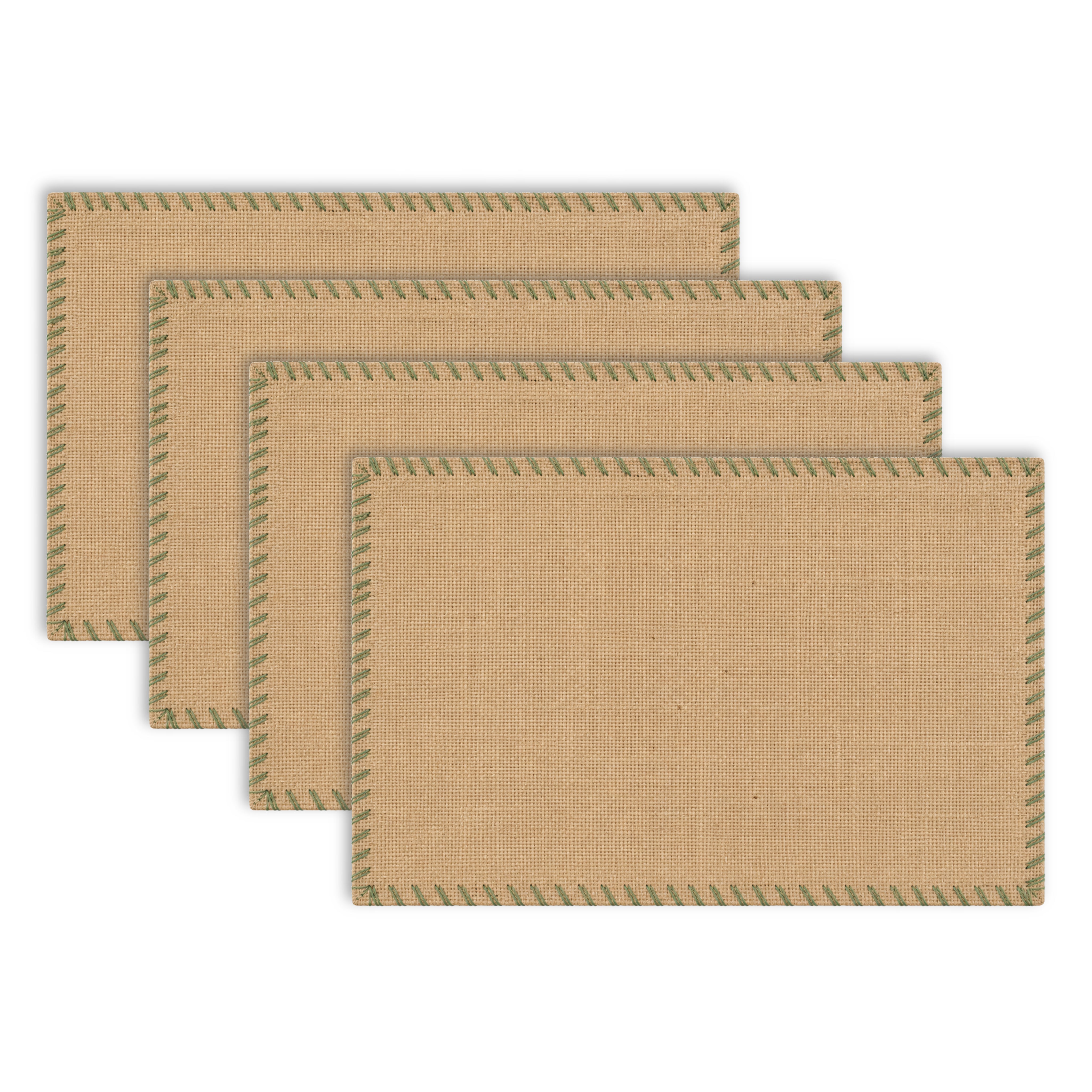 Dainty Home Neves 12" x 18" Rectangular Shaped Natural Jute Placemats Set of 4 - Durable Table Mats