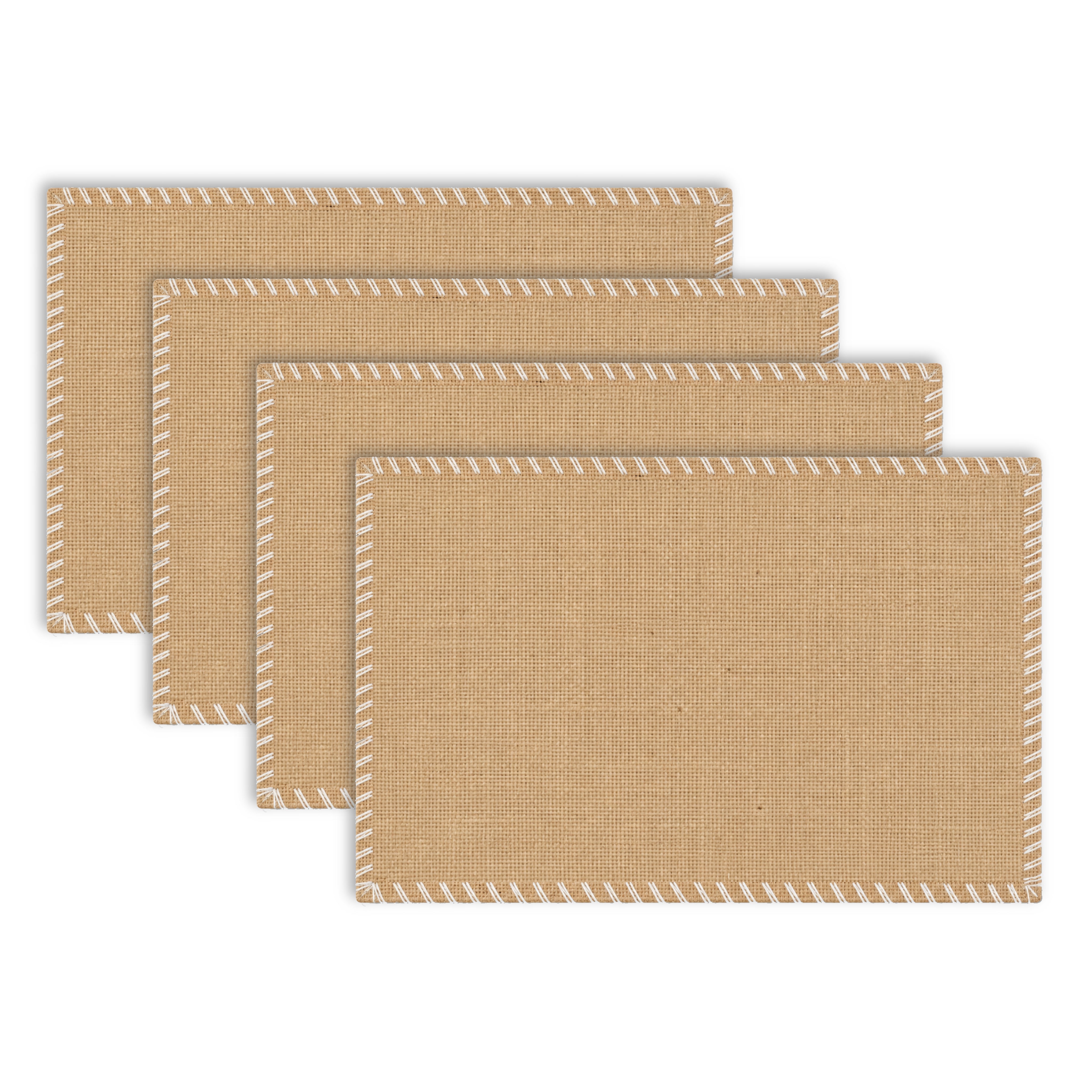 Dainty Home Neves 12" x 18" Rectangular Shaped Natural Jute Placemats Set of 4 - Durable Table Mats